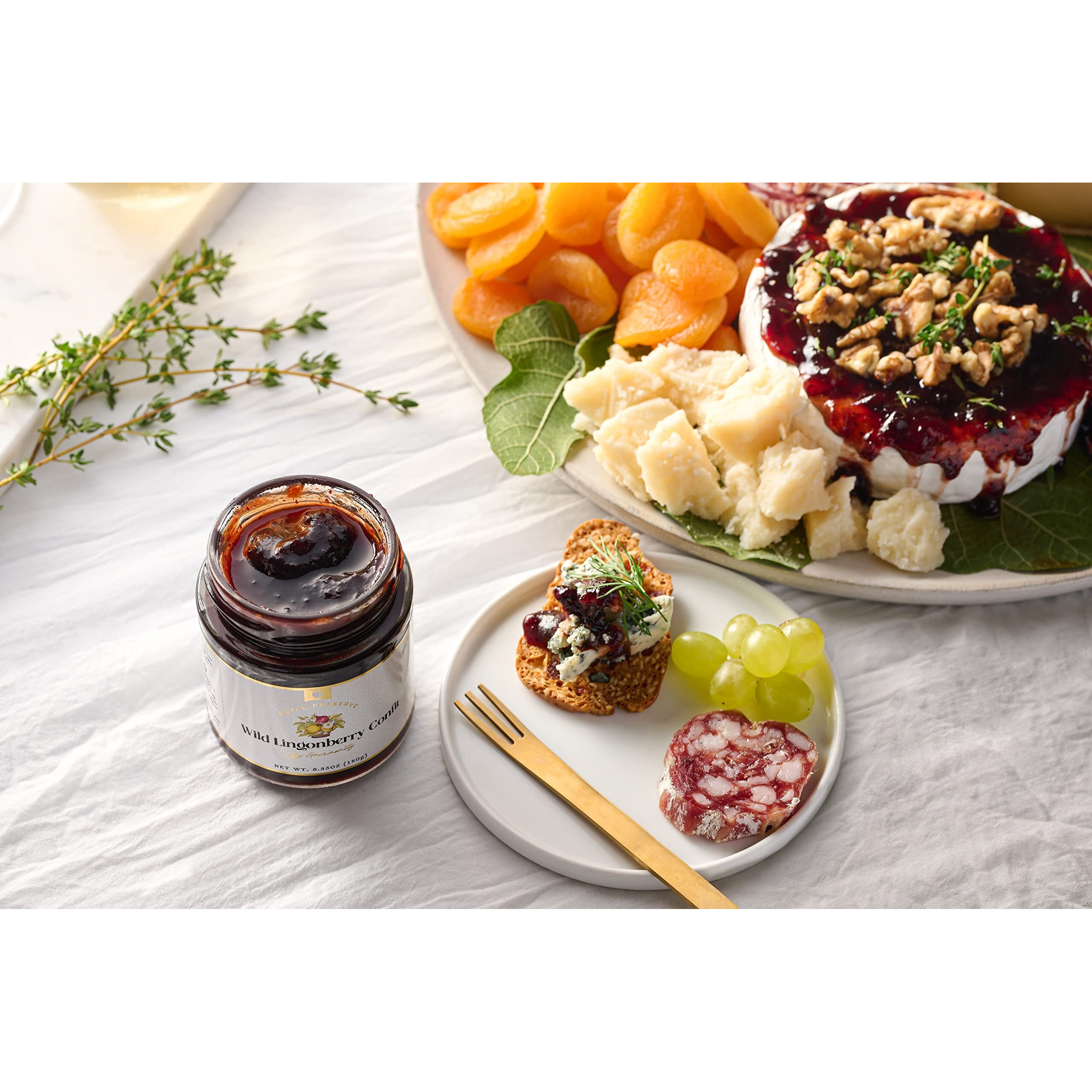 Gourmanity Lingonberry Jam, Balanced Tart And Sweet Flavour, Great On Croissants, Scones Or Over Ice Cream, All Natural, Non-Gmo, Product Of Belgium, 6.35Oz