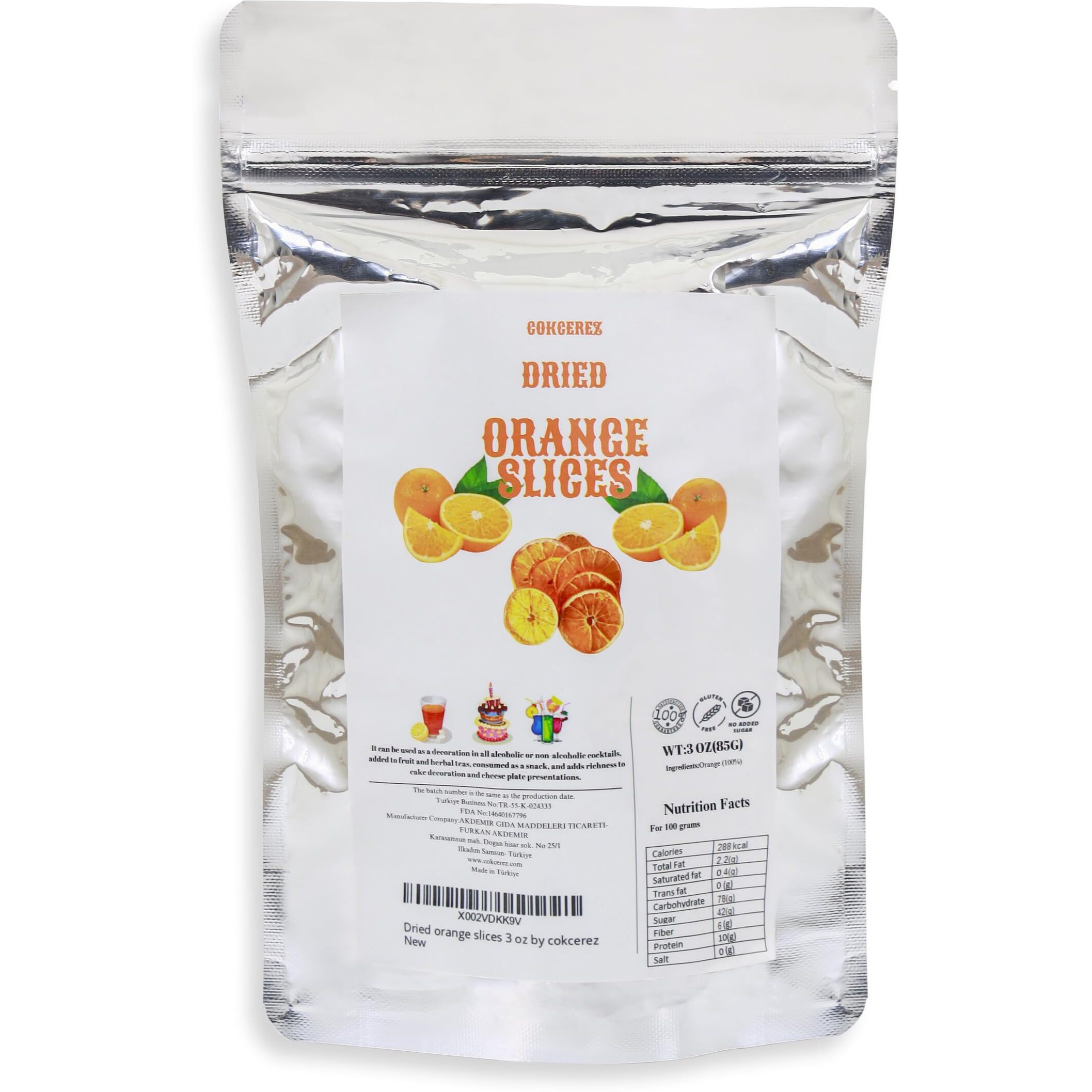 Dehydrated Orange Slices,Dried Orange Slices 3 Oz(85 Gr) By Cokcerez