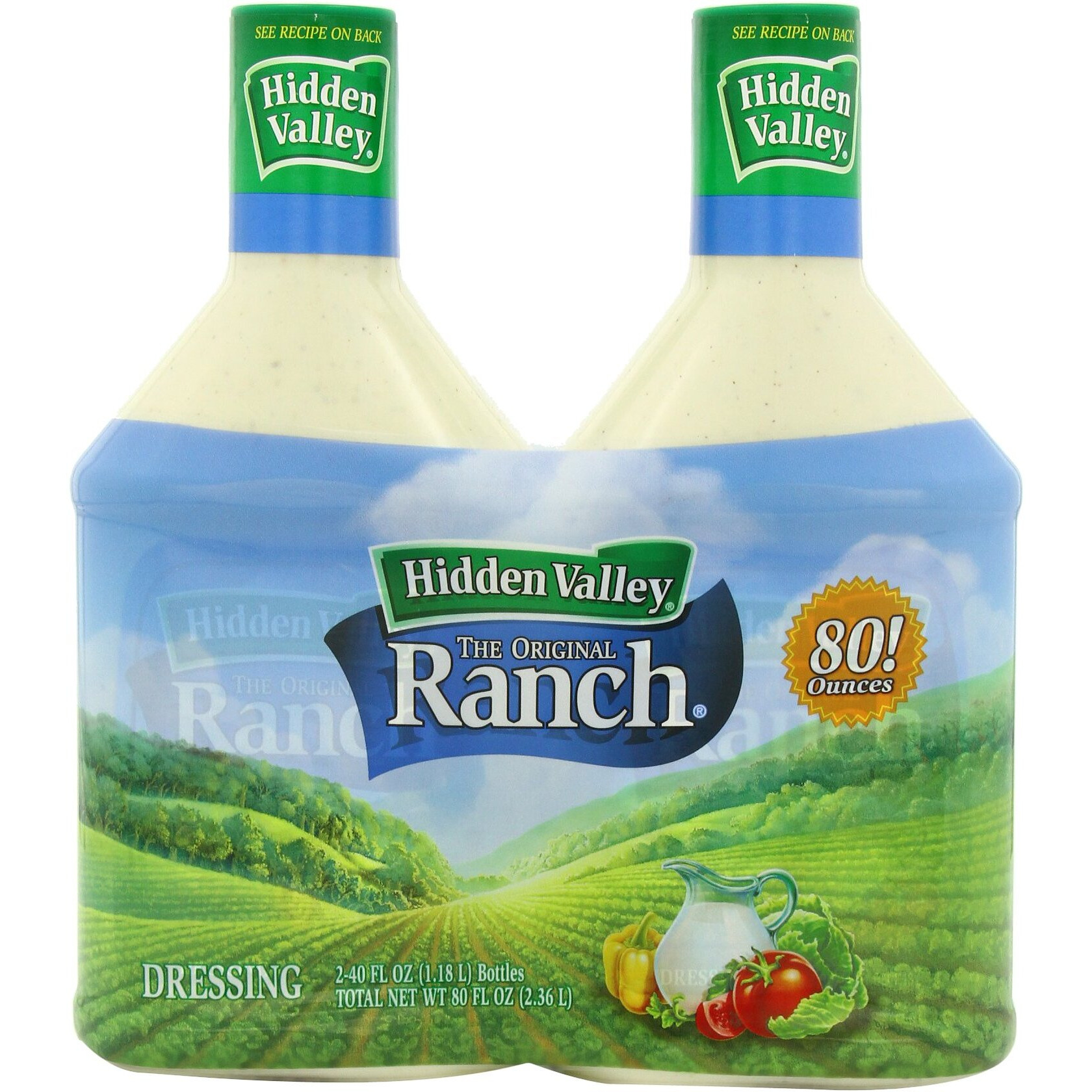 Hidden Valley The Original Ranch Dressing, Original, 2-Count Bottle, 80 Fl Oz Total