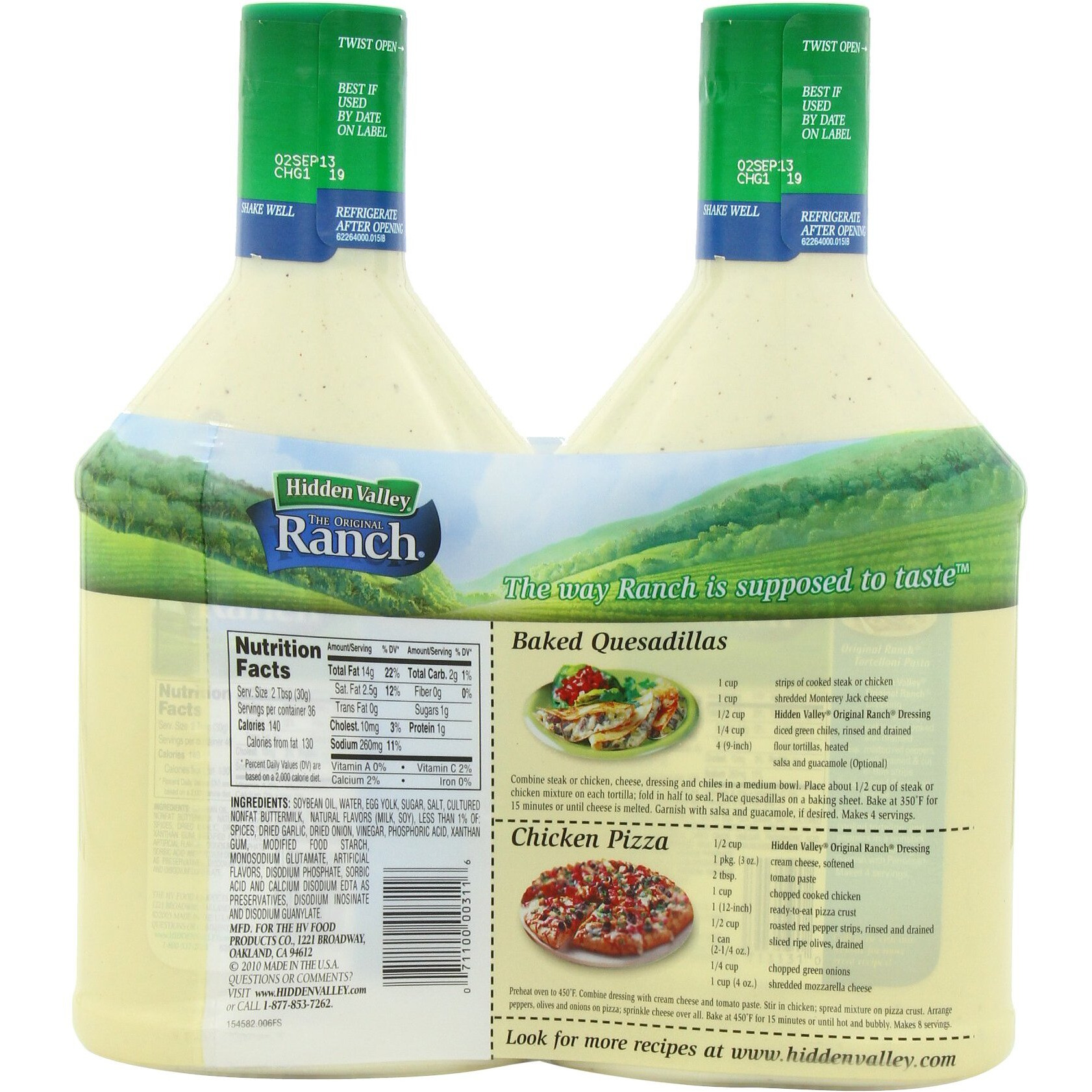 Hidden Valley The Original Ranch Dressing, Original, 2-Count Bottle, 80 Fl Oz Total