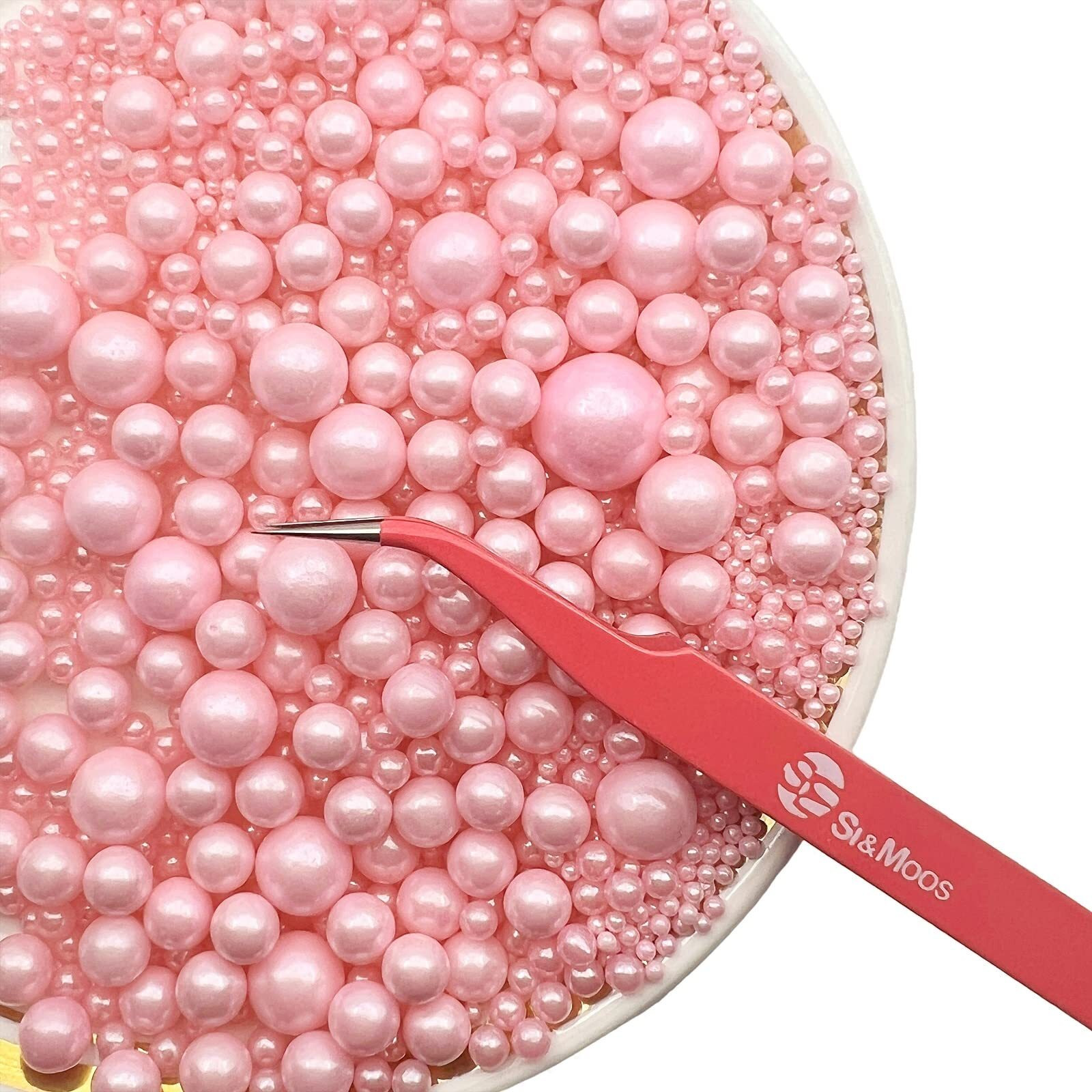 Se Si&Moos Pink Edible Pearls For Cake Decorating Pink Sugar Pearls Pink Pearl Sprinkles For Cake Decorating Pink Sprinkles Pink Edible Cake Decorations 3.5 Oz With Tweezers