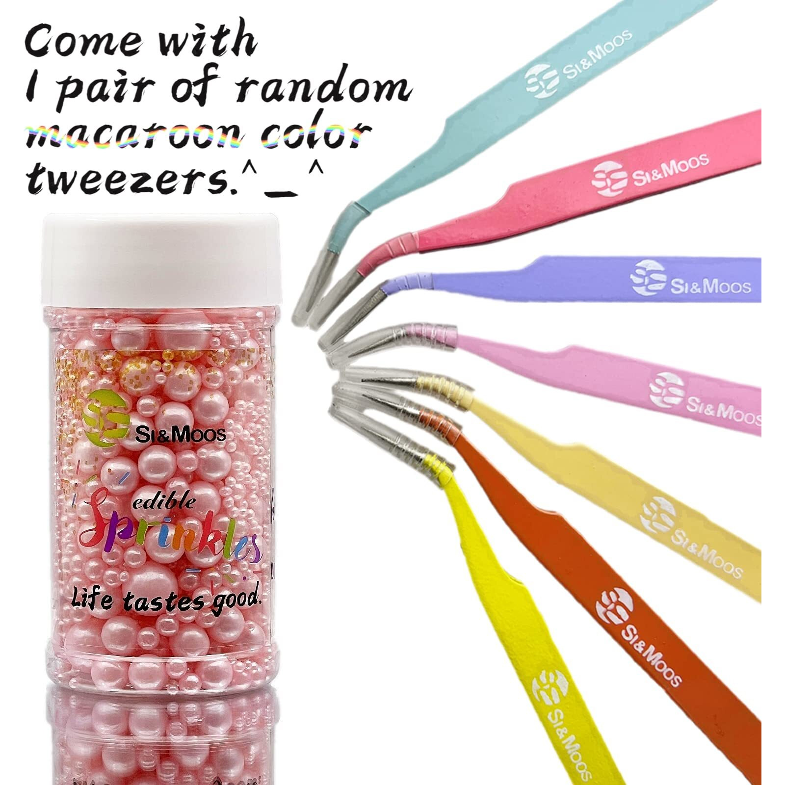 Se Si&Moos Pink Edible Pearls For Cake Decorating Pink Sugar Pearls Pink Pearl Sprinkles For Cake Decorating Pink Sprinkles Pink Edible Cake Decorations 3.5 Oz With Tweezers