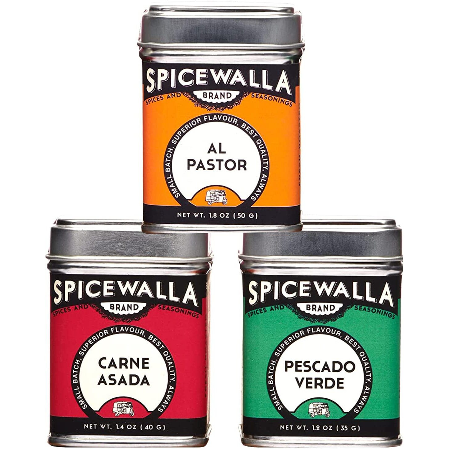 Spicewalla Taco Seasoning 3 Pack | Carne Asada, Al Pastor, Pescado Verde | Gluten Free, Non-Gmo, No Msg, Gift Set