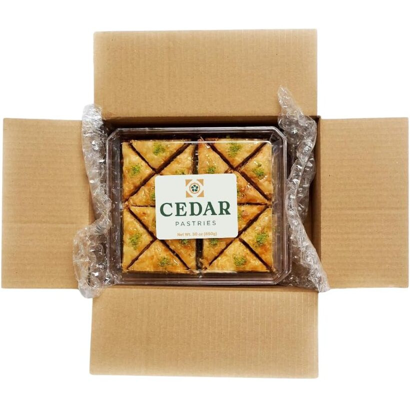 Cedar Pastries 16Pc Grab N' Go Traditional Triangle Baklavas - Kosher & Halal Mediterranean Dessert Treats