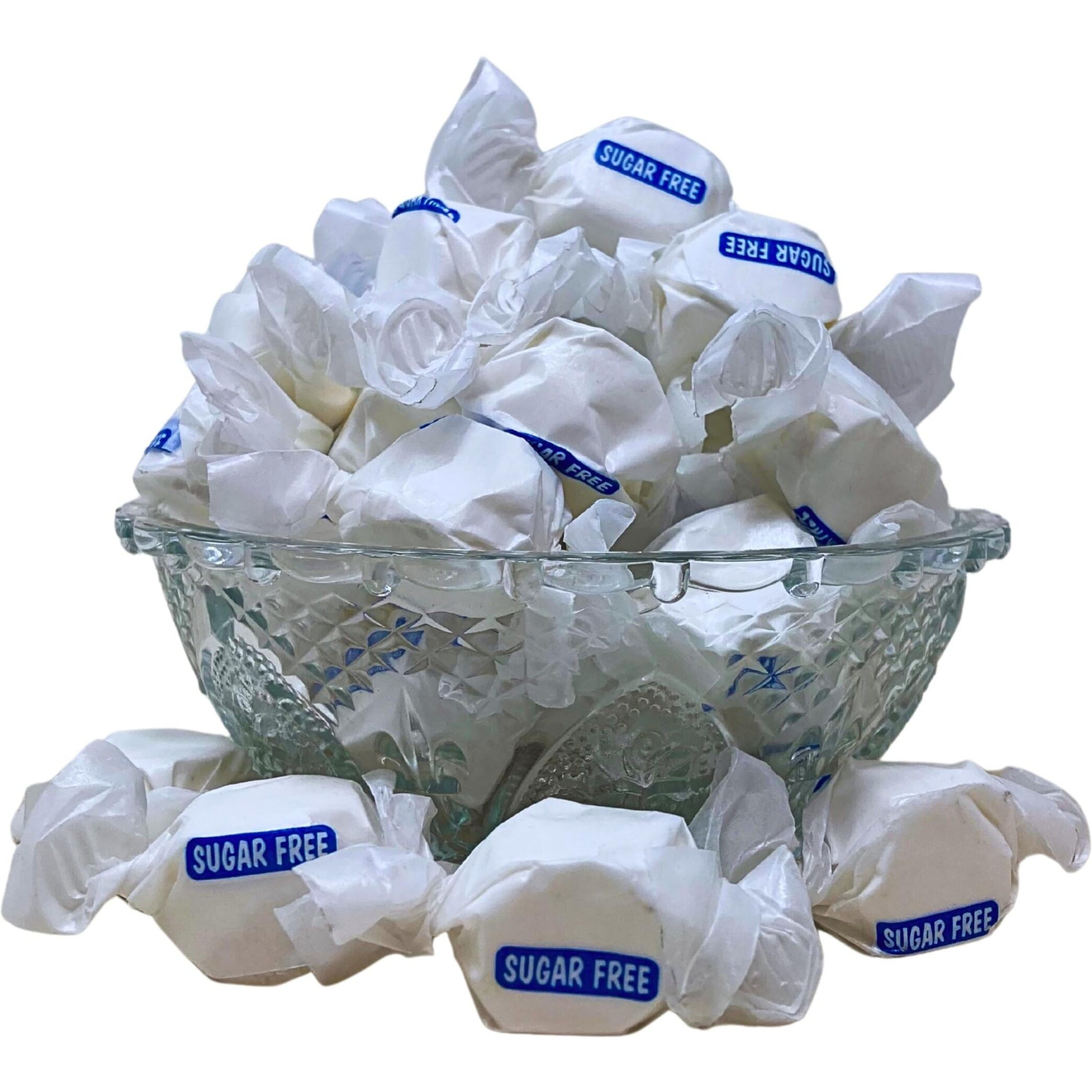 Sugar Free Vanilla Salt Water Taffy - 1Lb (16Oz) Bulk Bag Individually Wrapped Soft & Chewy Nut Free, Gluten Free, Diabetic & Keto Friendly Gourmet Candy For Taffy Lovers