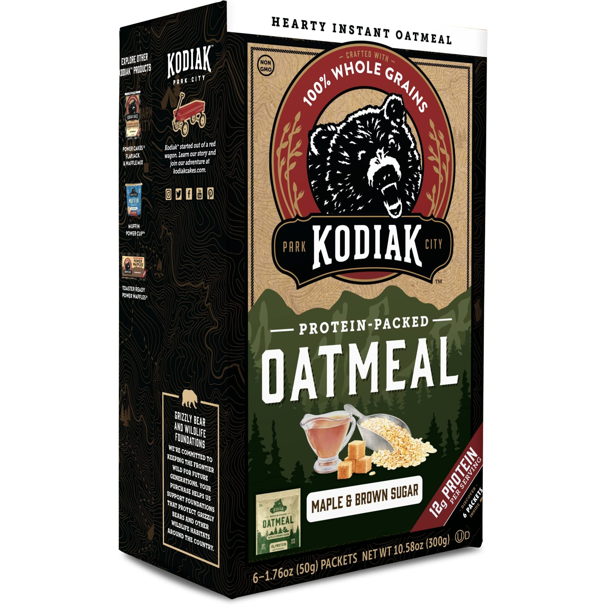 Kodiak Cakes Instant Protein Oatmeal Packets, Maple & Brown Sugar, 6 Packets - 1.76 Ounce (Pack Of 6)