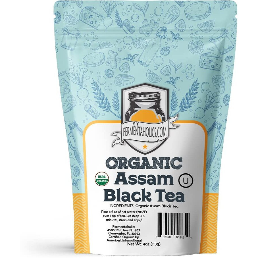 Fermentaholics Usda Certified Organic Loose-Leaf Assam Black Tea - Perfect For Homebrewing Kombucha, Hot Tea, And Iced Tea - Ou Kosher Certified - Premium Taste, Aroma, And Flavor