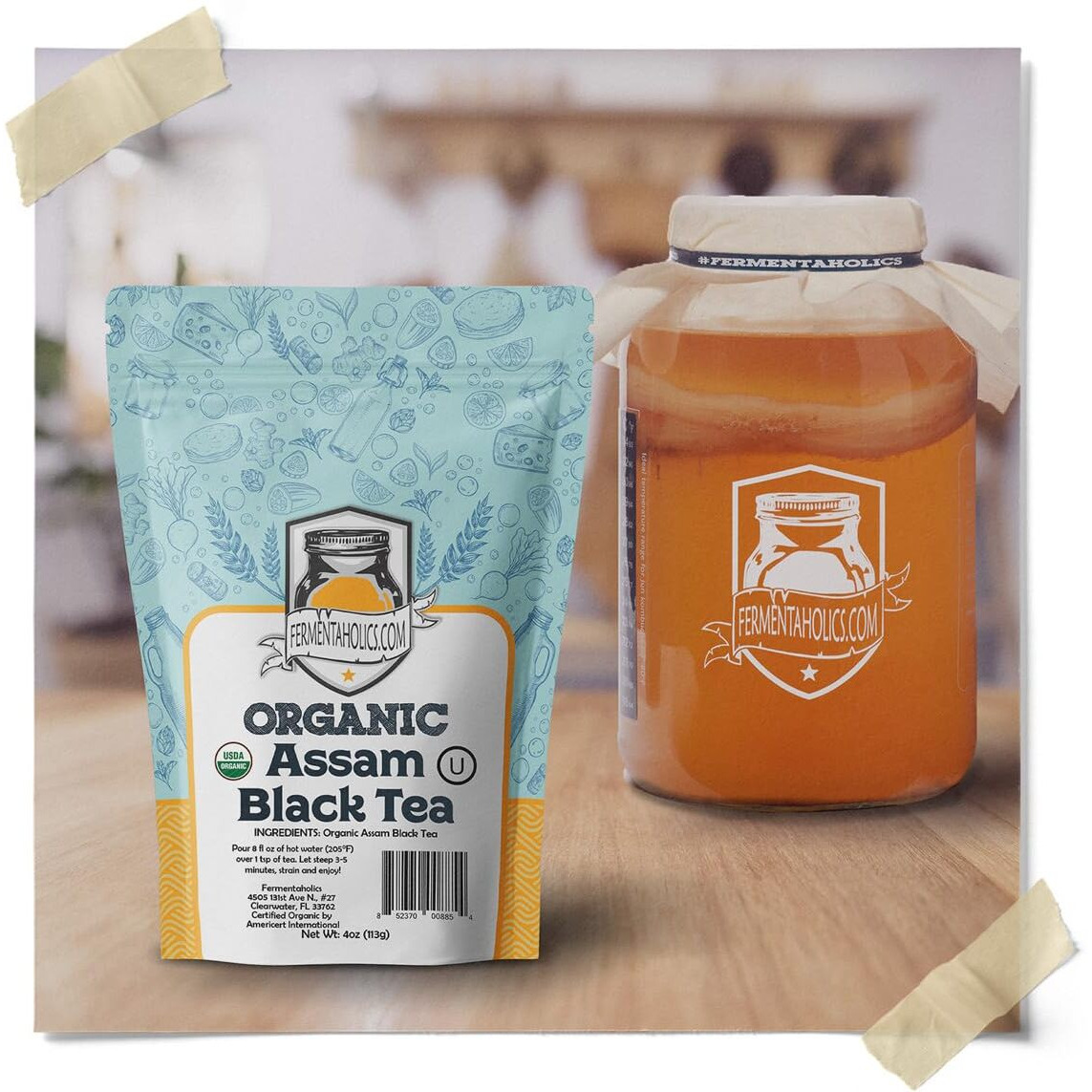 Fermentaholics Usda Certified Organic Loose-Leaf Assam Black Tea - Perfect For Homebrewing Kombucha, Hot Tea, And Iced Tea - Ou Kosher Certified - Premium Taste, Aroma, And Flavor