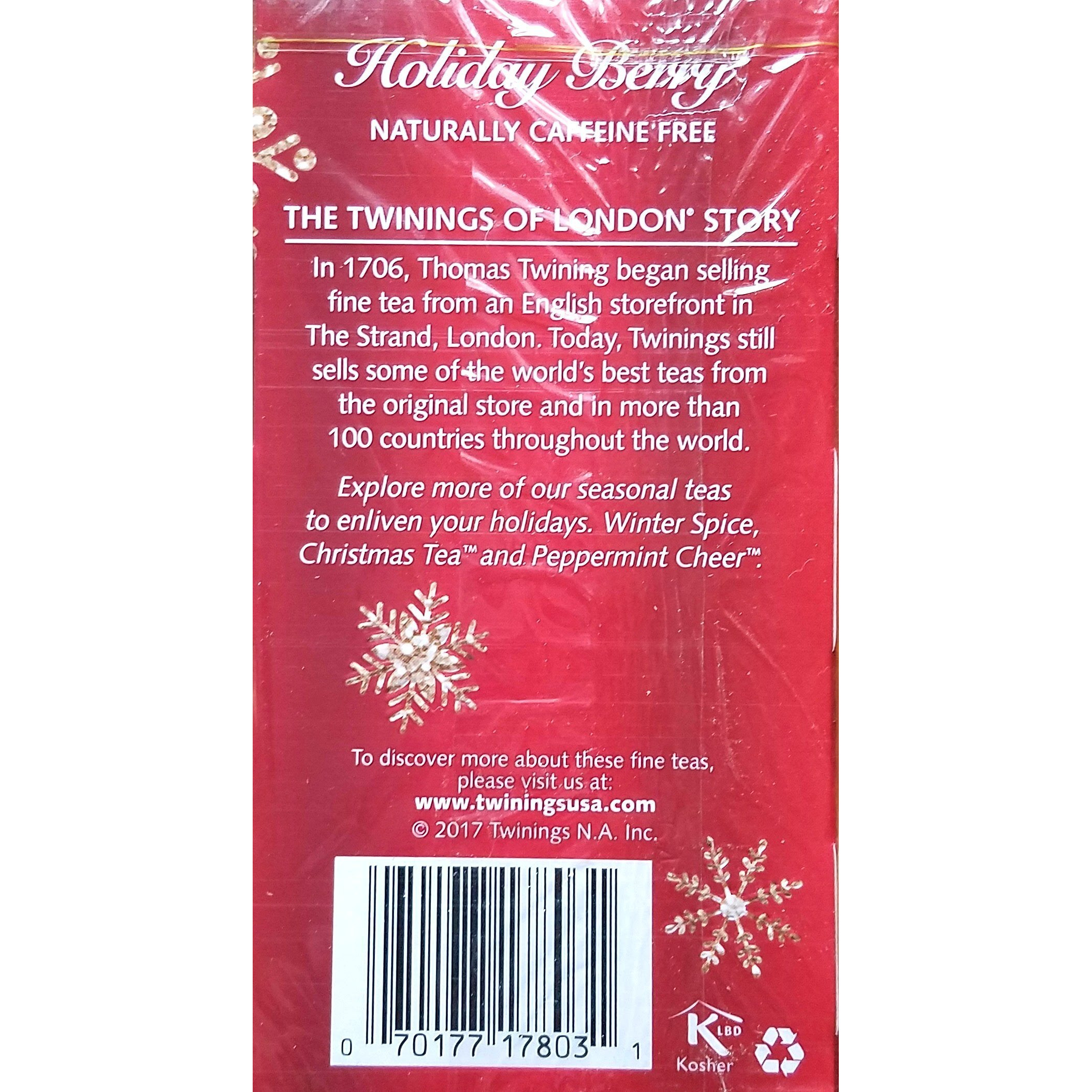 Twinings Of London Holiday Variety Tea Bag Pack, Peppermint Cheer, Holiday Berry, Christmas Tea, Winter Spice, 20 Count (Pack Of 4)