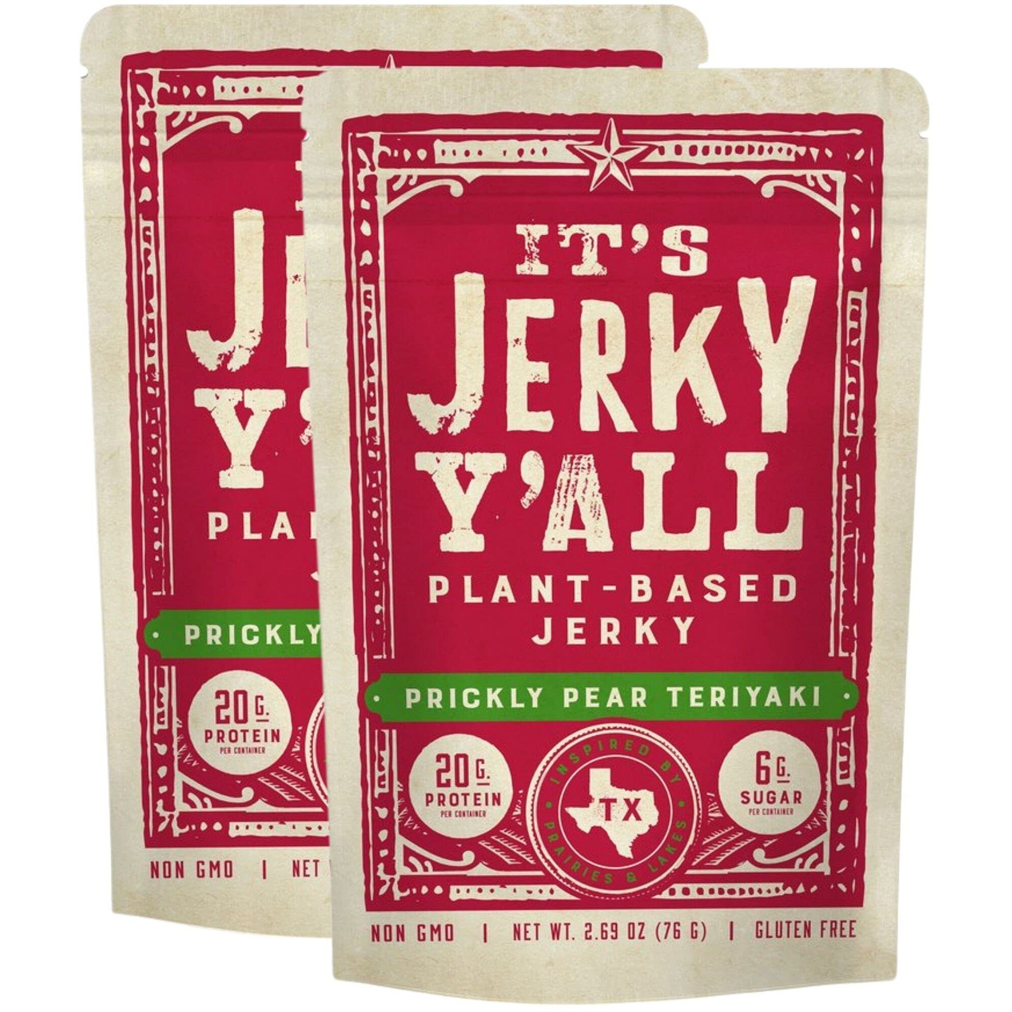 It's Jerky Y'All Vegan Jerky Teriyaki - Beyond Tender And Tasty Meatless Vegan Snacks - High Protein, Low Carb, Non-Gmo, Gluten-Free, Vegetarian, Whole30 (2-Pack)
