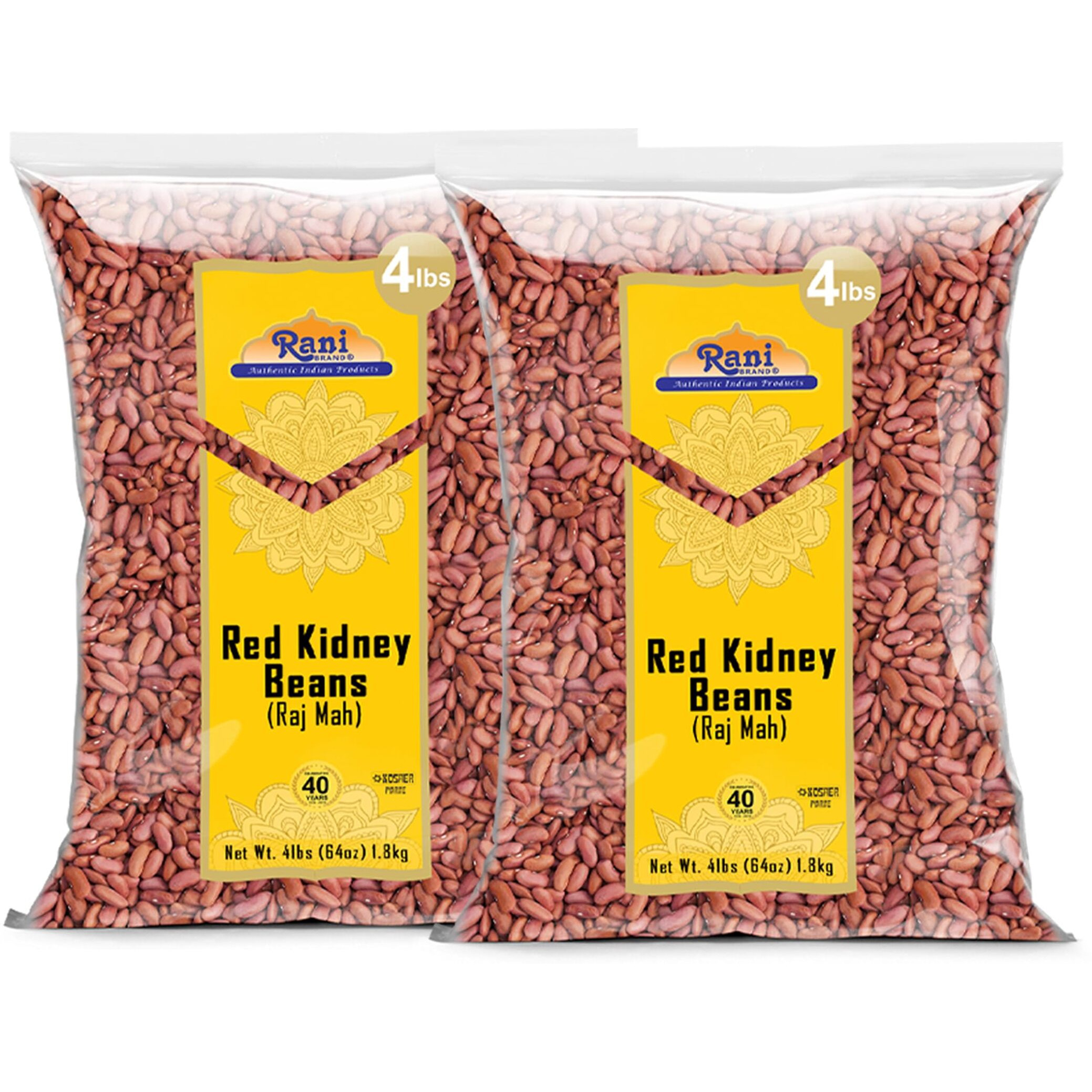 Rani Red Kidney Beans, Light 64Oz (4Lbs) 1.81Kg ~ Pack Of 2~128Oz (8Lbs) 3.63Kg Total ~ All Natural | Vegan | Gluten Friendly | Non-Gmo | Kosher | Raj Mah