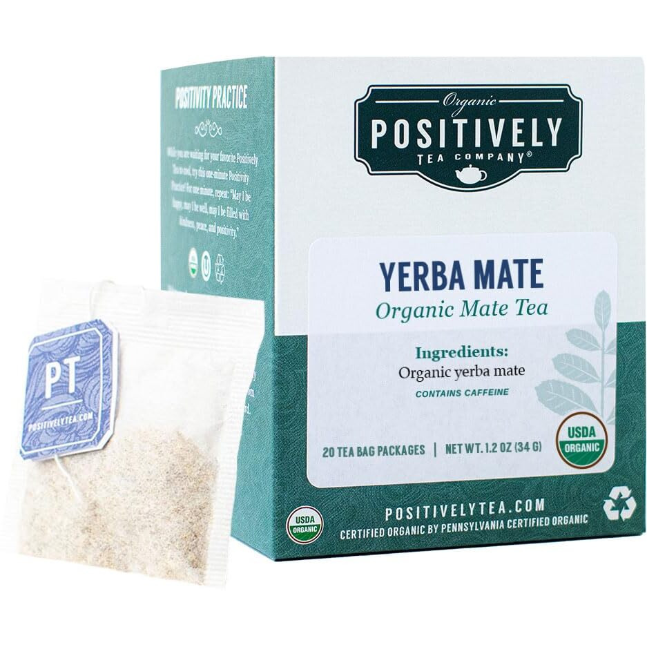 Organic Positively Tea Company, Yerba Mate Tea Bags, 20 Count