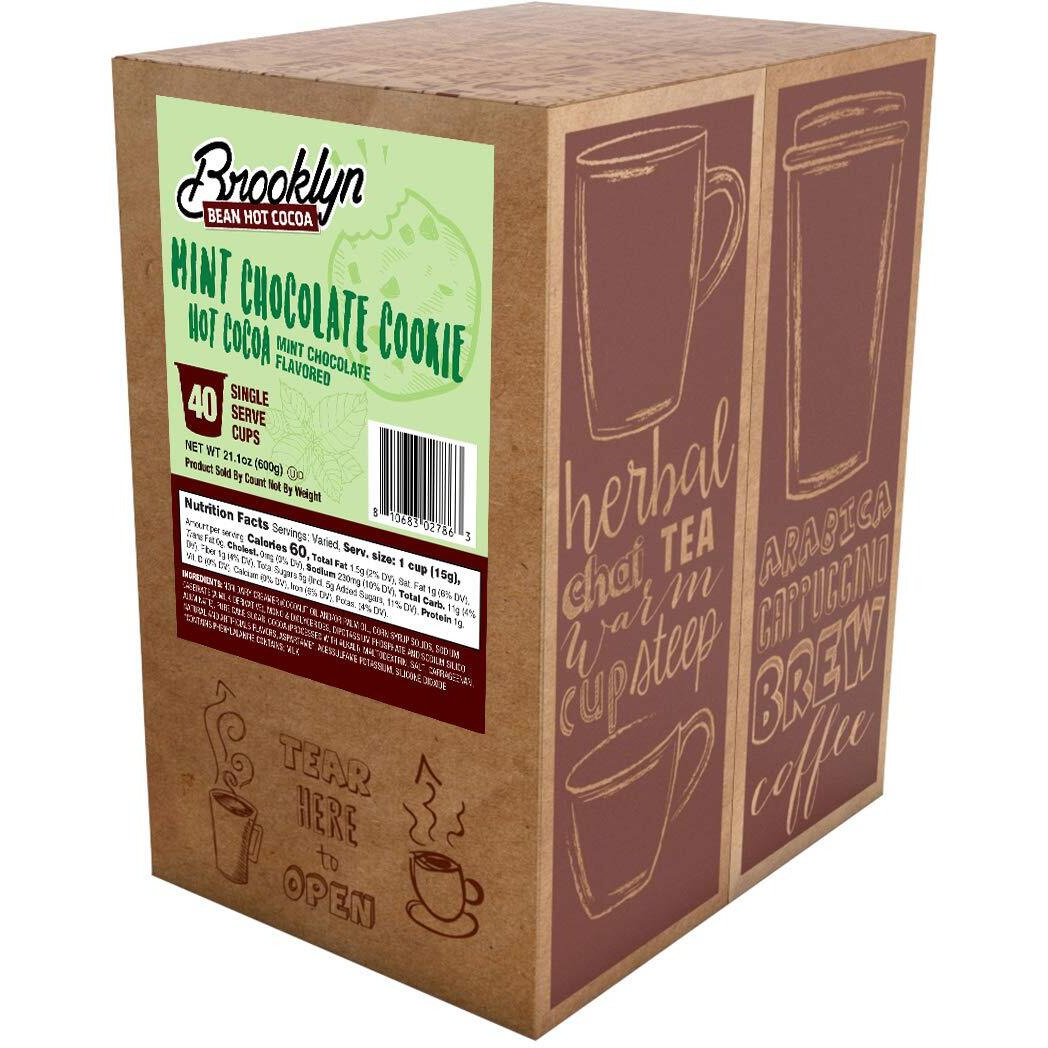 Brooklyn Bean Roastery Mint Chocolate Cookie Single-Cup Hot Cocoa For Keuirg K-Cup Brewers, 40 Count