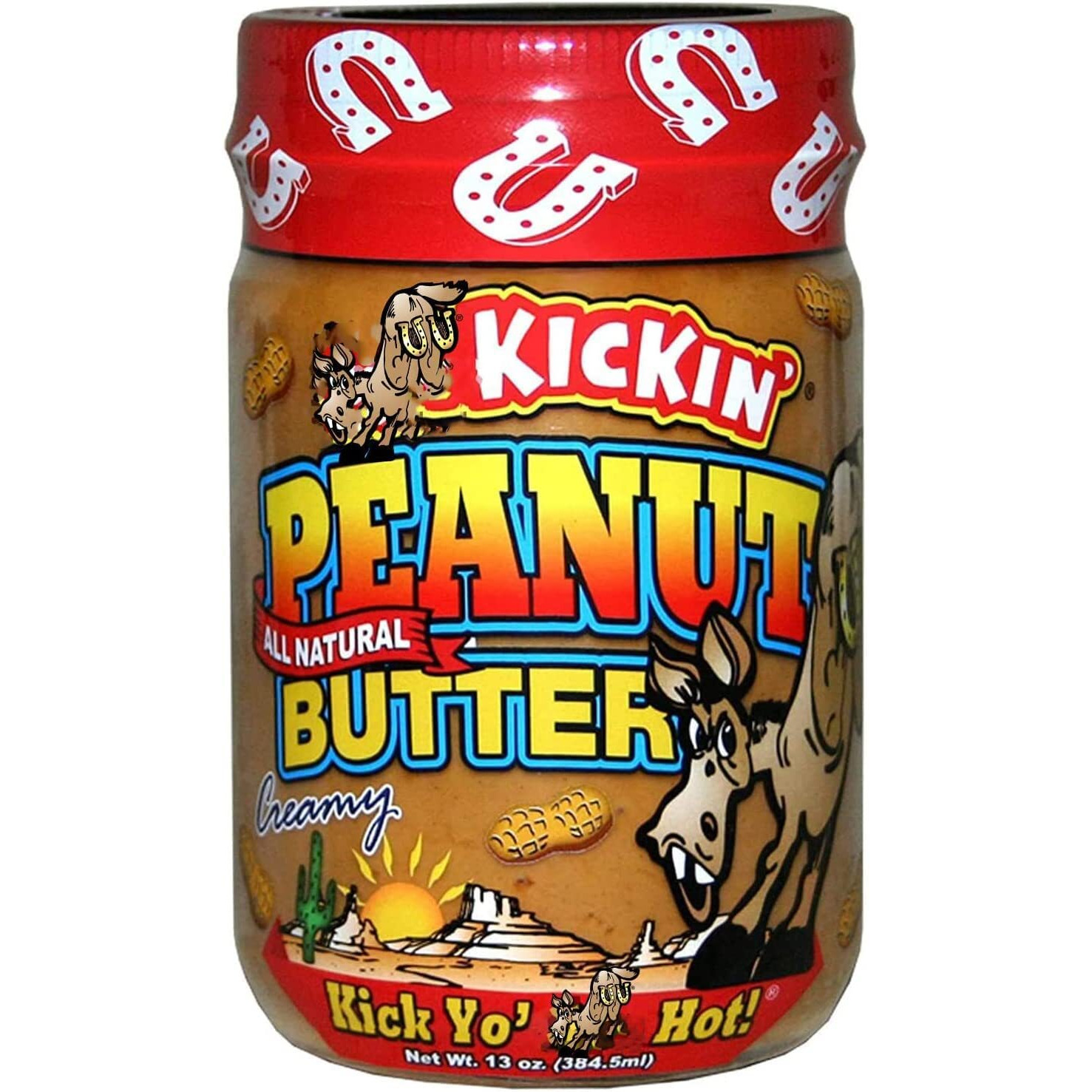 Kickin' Creamy Peanut Butter With Habanero Pepper - 13 Ounces - Premium Gourmet All Natural Spicy Peanut Butter - Perfect Snack Packed With Protein