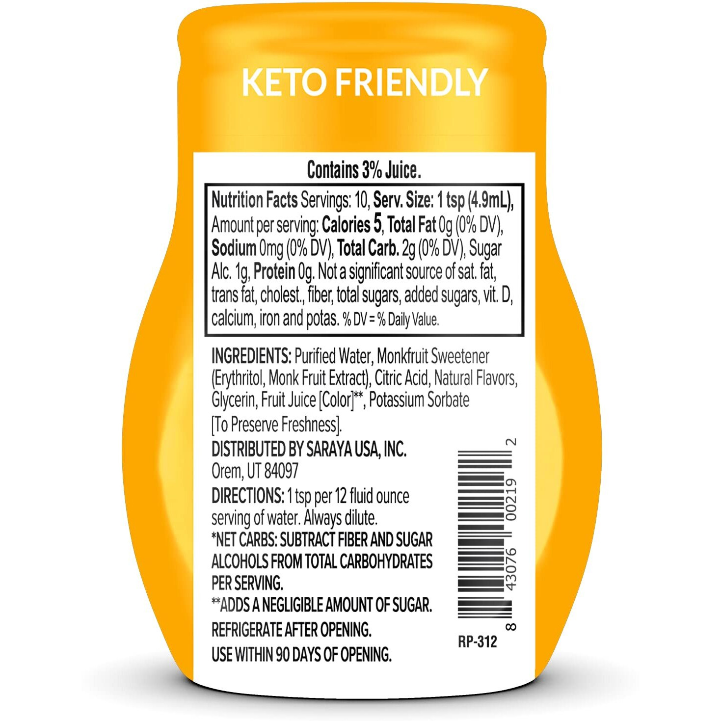 Lakanto Sugar Free Water Enhancer - Sweetened With Monk Fruit Sweetener And Erythritol, On The Go Liquid H2O Hydration, Zero Sugar, Naturally Flavored - Mango Passionfruit (1.67 Fl Oz - Pack Of 1)