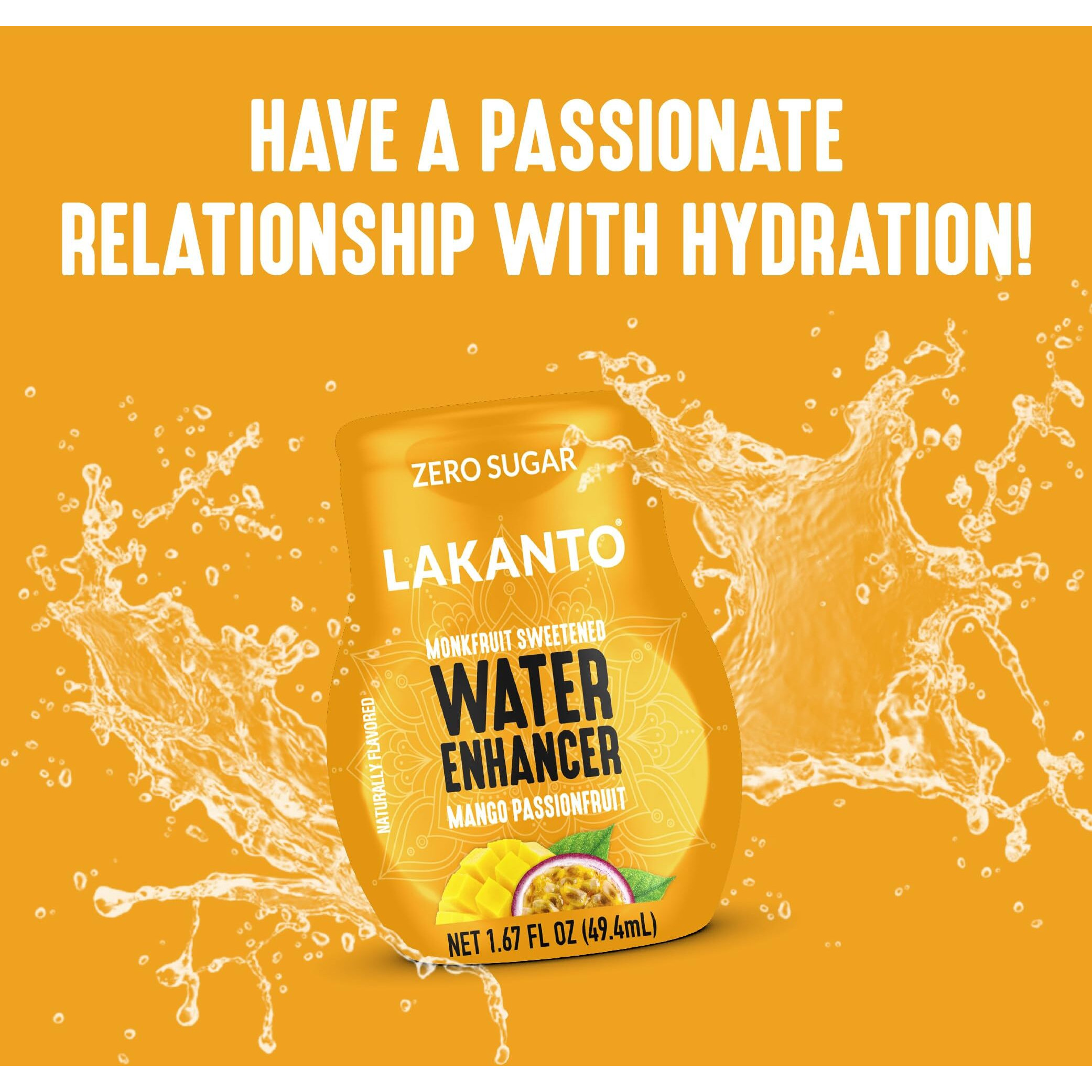 Lakanto Sugar Free Water Enhancer - Sweetened With Monk Fruit Sweetener And Erythritol, On The Go Liquid H2O Hydration, Zero Sugar, Naturally Flavored - Mango Passionfruit (1.67 Fl Oz - Pack Of 1)