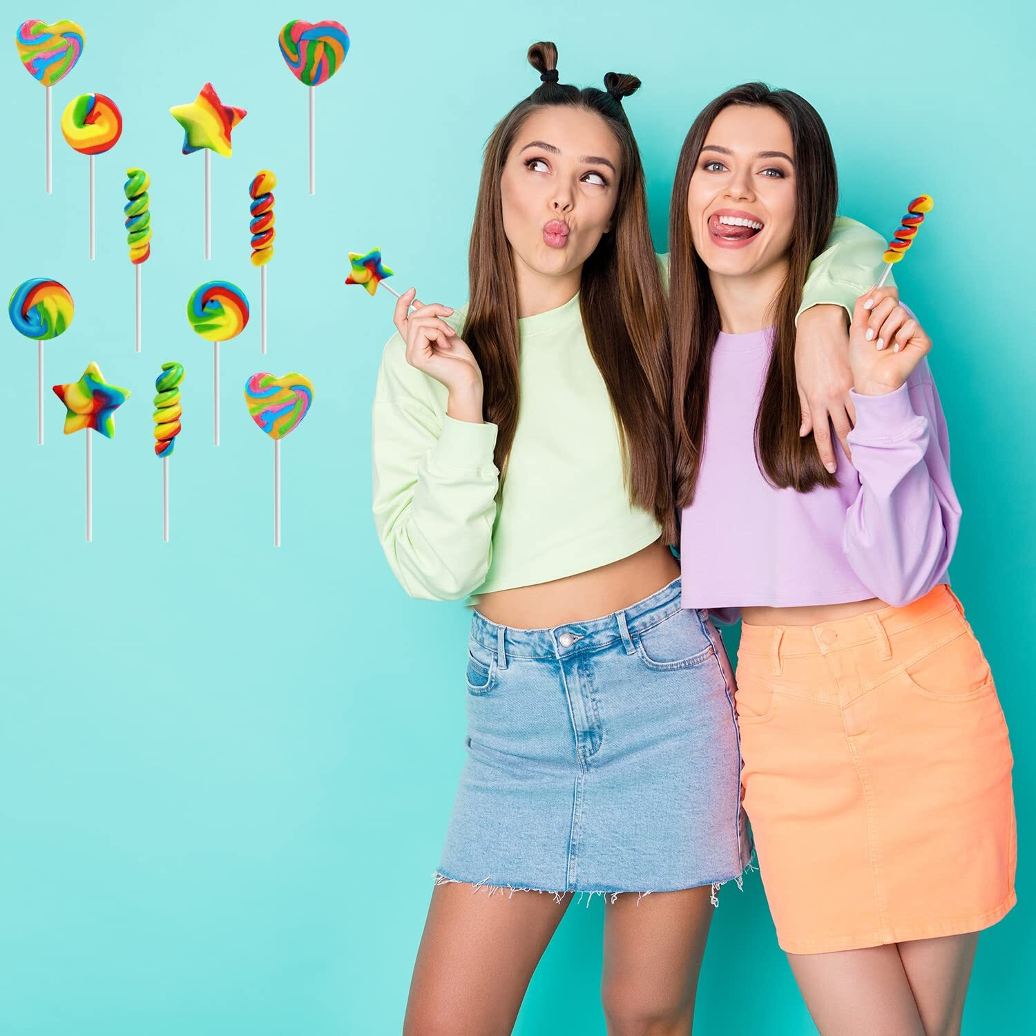 Fruidles Assorted Mini Rainbow Swirl Lollipops And Rings,Assorted Flavors, Great For Birthday Parties, Events, And Goody Bag Fillers, Party Favors, Individually Wrapped Sucker (12-Pack)