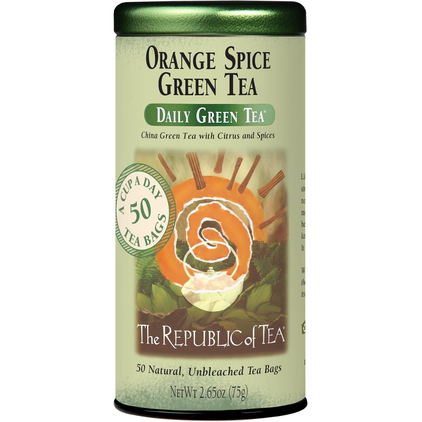 The Republic Of Tea, Orange Spice Green Tea, 50-Count