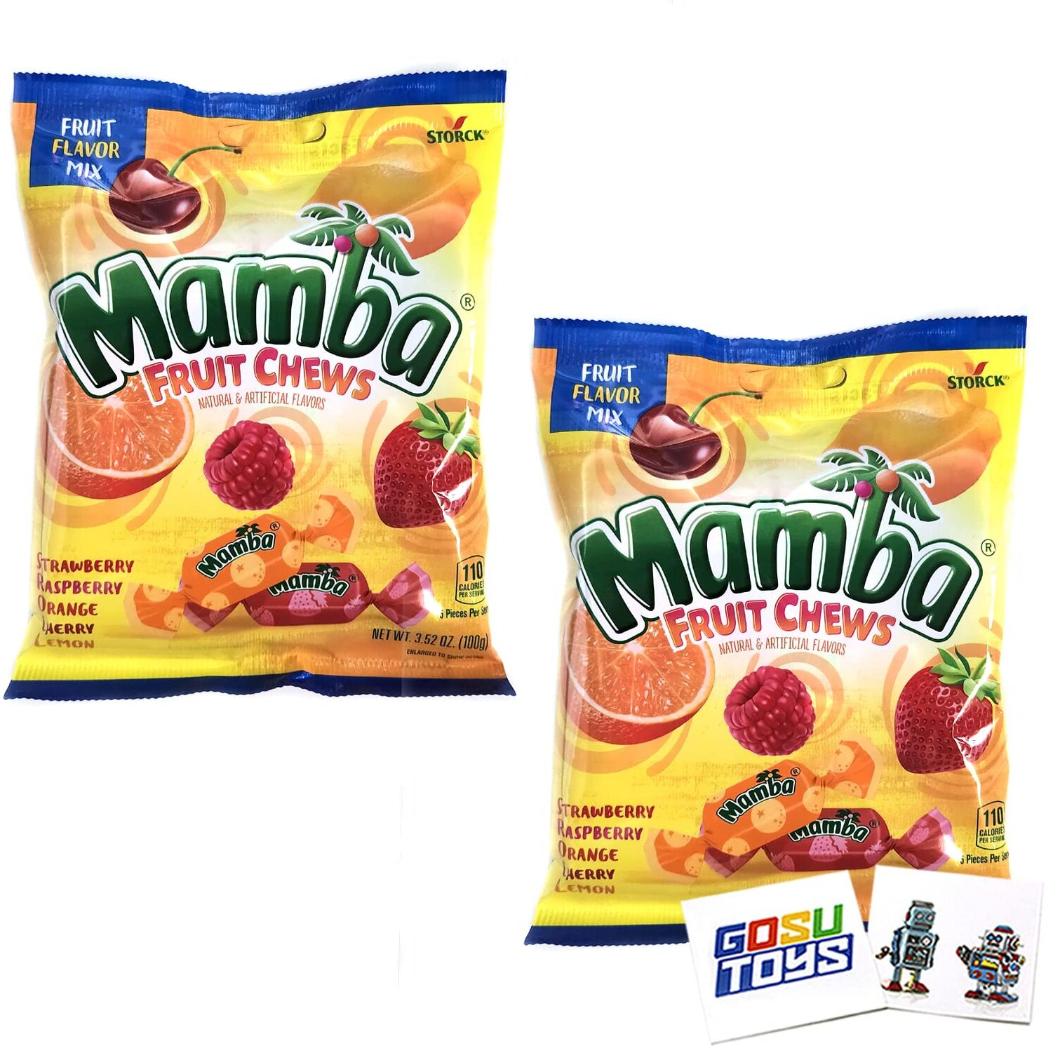 Mamba Fruit Chews Fruit Flavor Mix Bag (2 Pack) With 2 Gosutoys Stickers