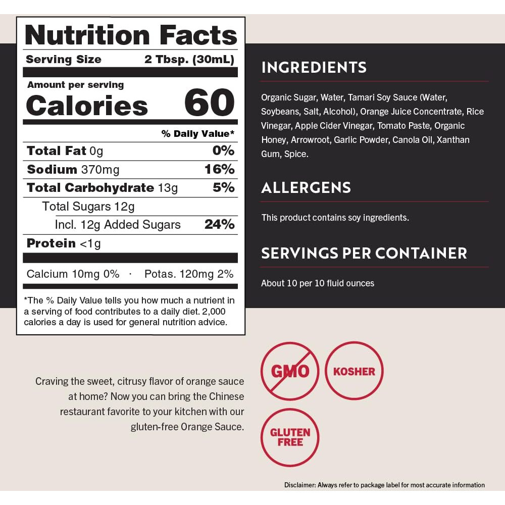 San-J - Gluten Free Orange Sauce - Bright And Sweet Sauce For Cooking - Non-Gmo - 10 Oz. Bottles - 2 Pack