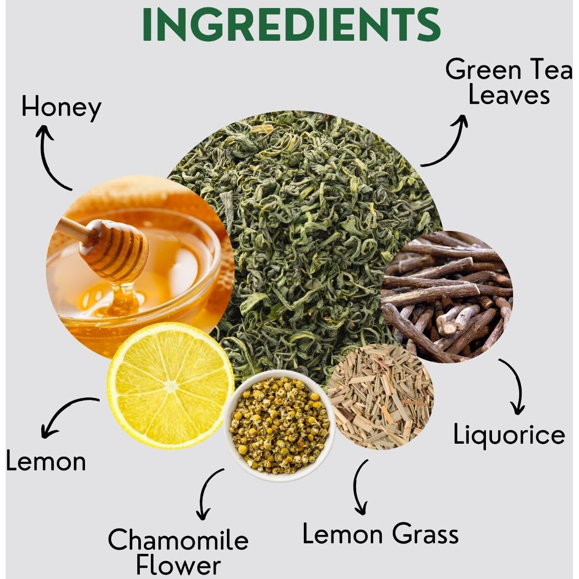 Honey Lemon Green Tea Bags (50 Count), Green Tea With Chamomile, Lemon & Honey Extract, Caffeinated, Real And Natural Green Tea, Blended With Fresh Herbs And Spices, Gluten Free
