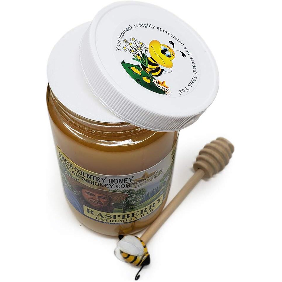 Goshen Amish Country Honey Extremely Raw Raspberry Blossom Honey 100% Natural Honey Health Benefits Unfiltered Ou Kosher Certified | Glass Jar 454 G