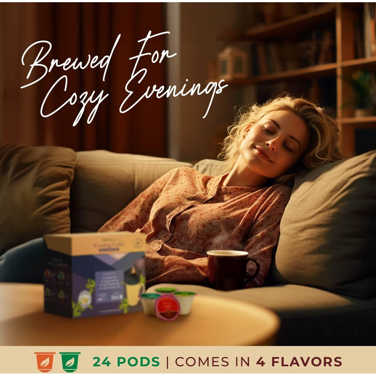 Gya Tea Co Evening Calm Tea K Cups For Keurig (24 Ct) - 4 Flavors Smooth Tea K Cups For Keurig -Vanilla Chai, Peppermint, High Mountain & Jasmine K Cup Tea Pods For Keurig 2.0 Tea Gifts For Tea Lovers