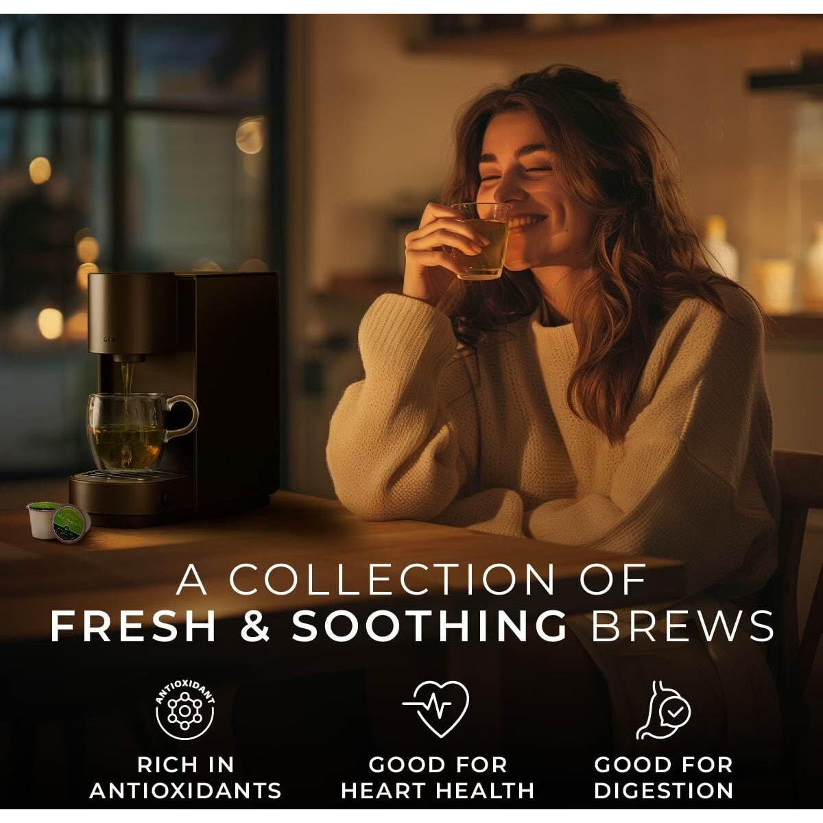 Gya Tea Co Evening Calm Tea K Cups For Keurig (24 Ct) - 4 Flavors Smooth Tea K Cups For Keurig -Vanilla Chai, Peppermint, High Mountain & Jasmine K Cup Tea Pods For Keurig 2.0 Tea Gifts For Tea Lovers