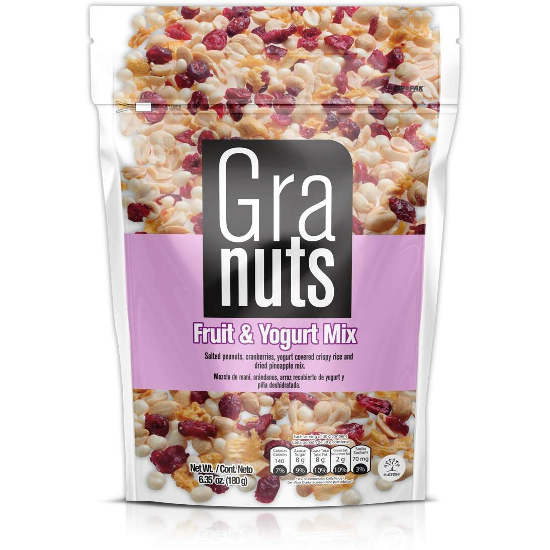 Granuts Fruit & Yogurt Mix Family Pack | Crispy, Yogurt-Covered Rice | Peanuts, Cranberries, & Pineapple | Delicious Snack | 6.35 Oz (Pack Of 1)