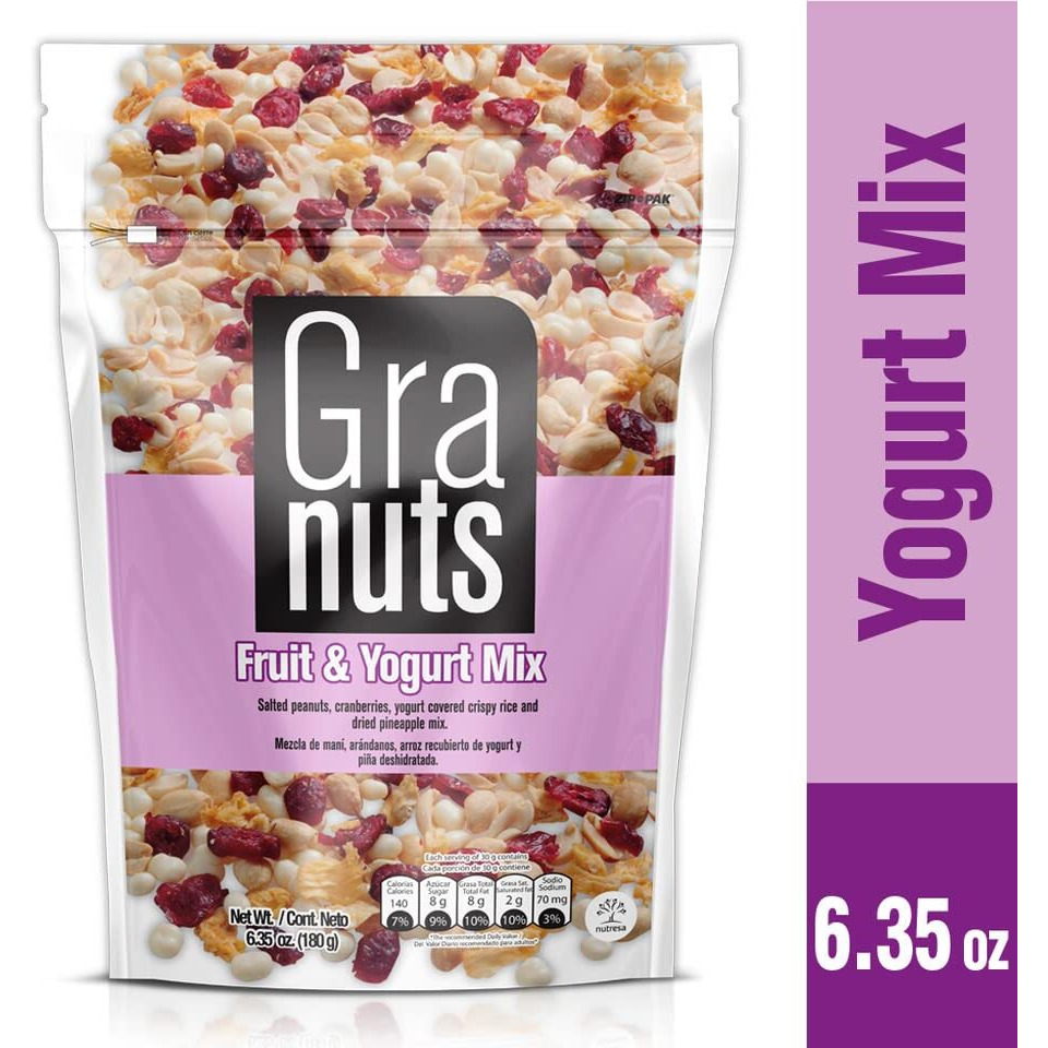 Granuts Fruit & Yogurt Mix Family Pack | Crispy, Yogurt-Covered Rice | Peanuts, Cranberries, & Pineapple | Delicious Snack | 6.35 Oz (Pack Of 1)