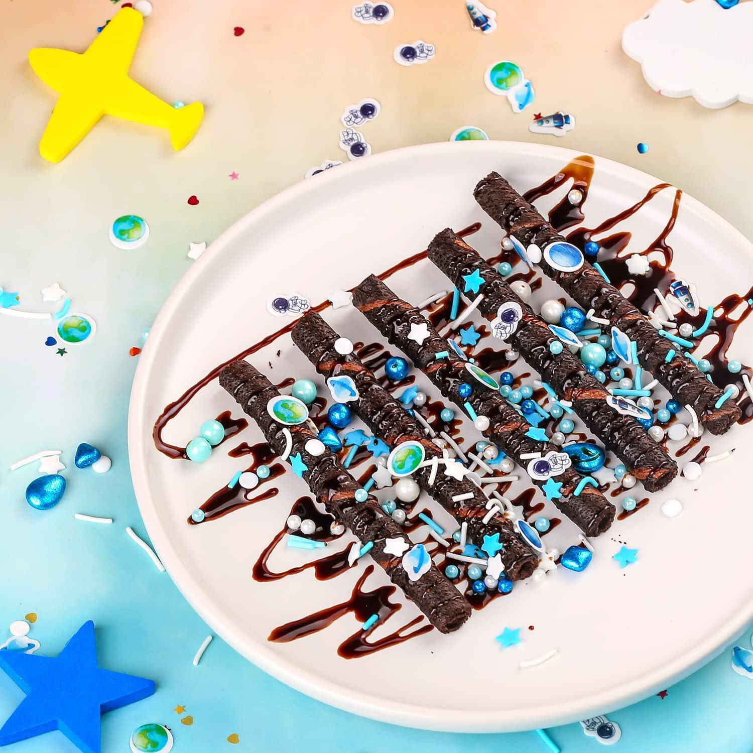 Blue Sprinkles For Cake Decorating 6Ounce - Sprinkles For Cupcakes Topper Cookie - Galaxy Sprinkles Mix Cake Decorations For Kid's Birthday Christmas Party