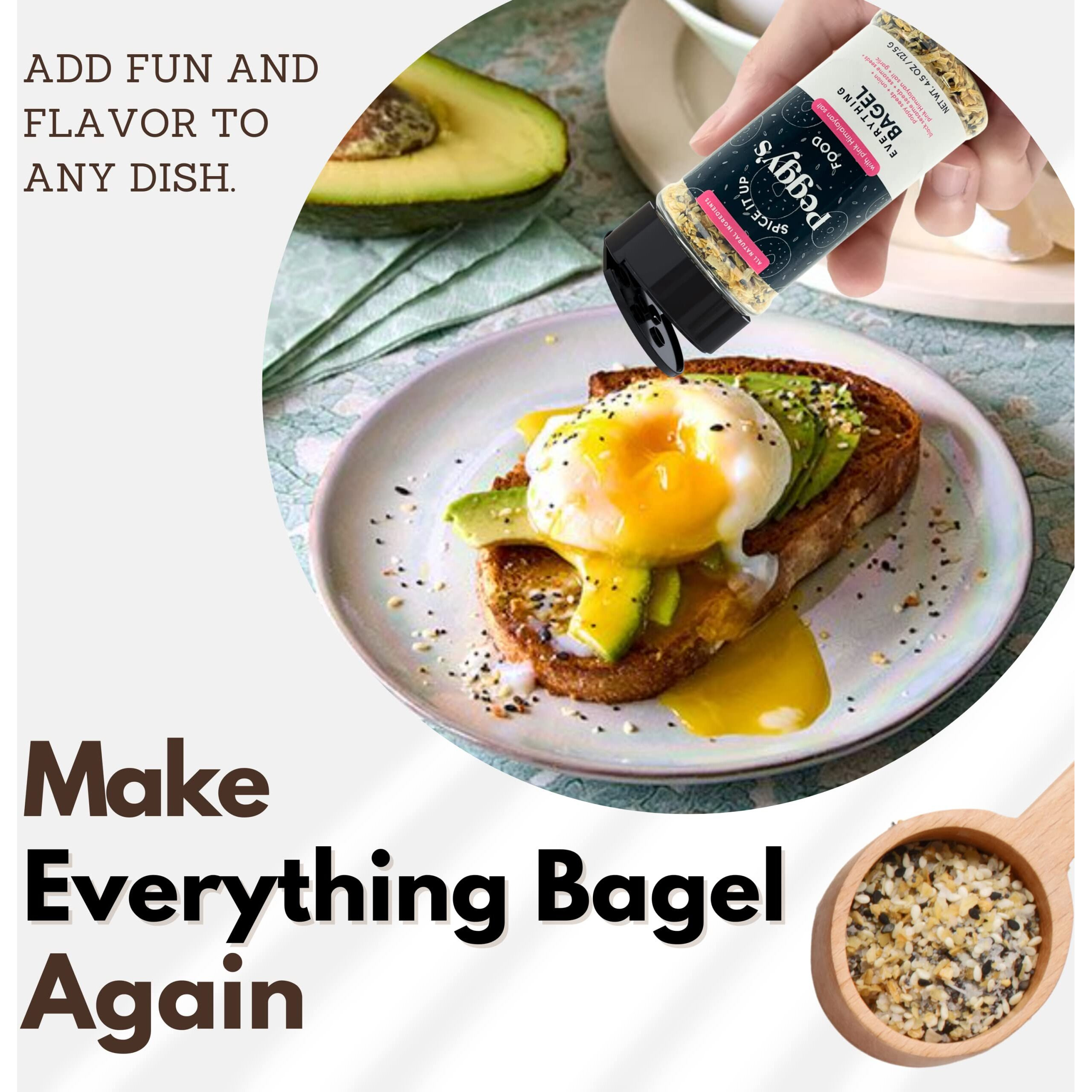 My Secrets Peggy's Food Everything Bagel Seasoning - Contains Himalayan Pink Salt - 4.5 Oz - Easy Sprinkle - Multipurpose & Versatile - Flavorful & Delicious