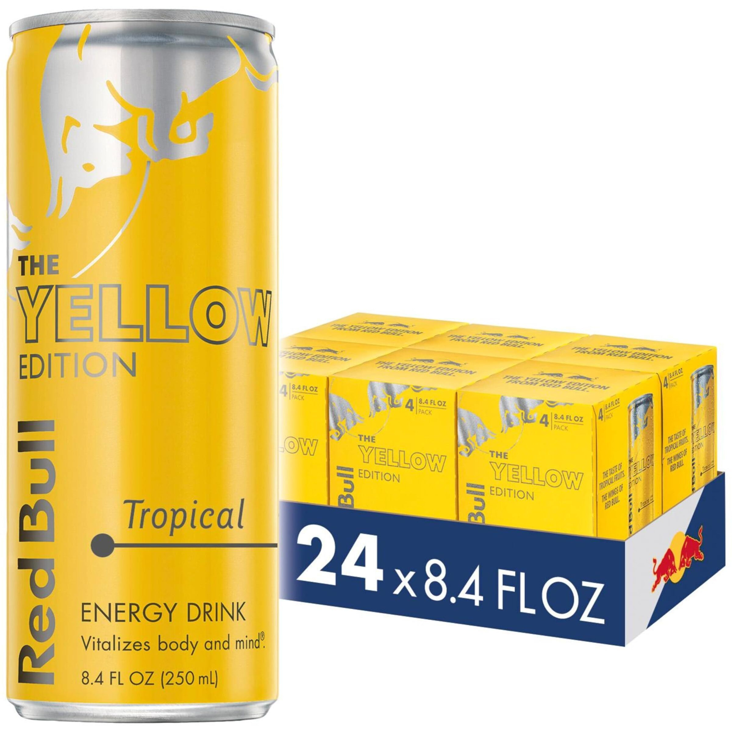 Red Bull Yellow Edition Tropical Energy Drink, 8.4 Fl Oz, 24 Cans (6 Packs Of 4)