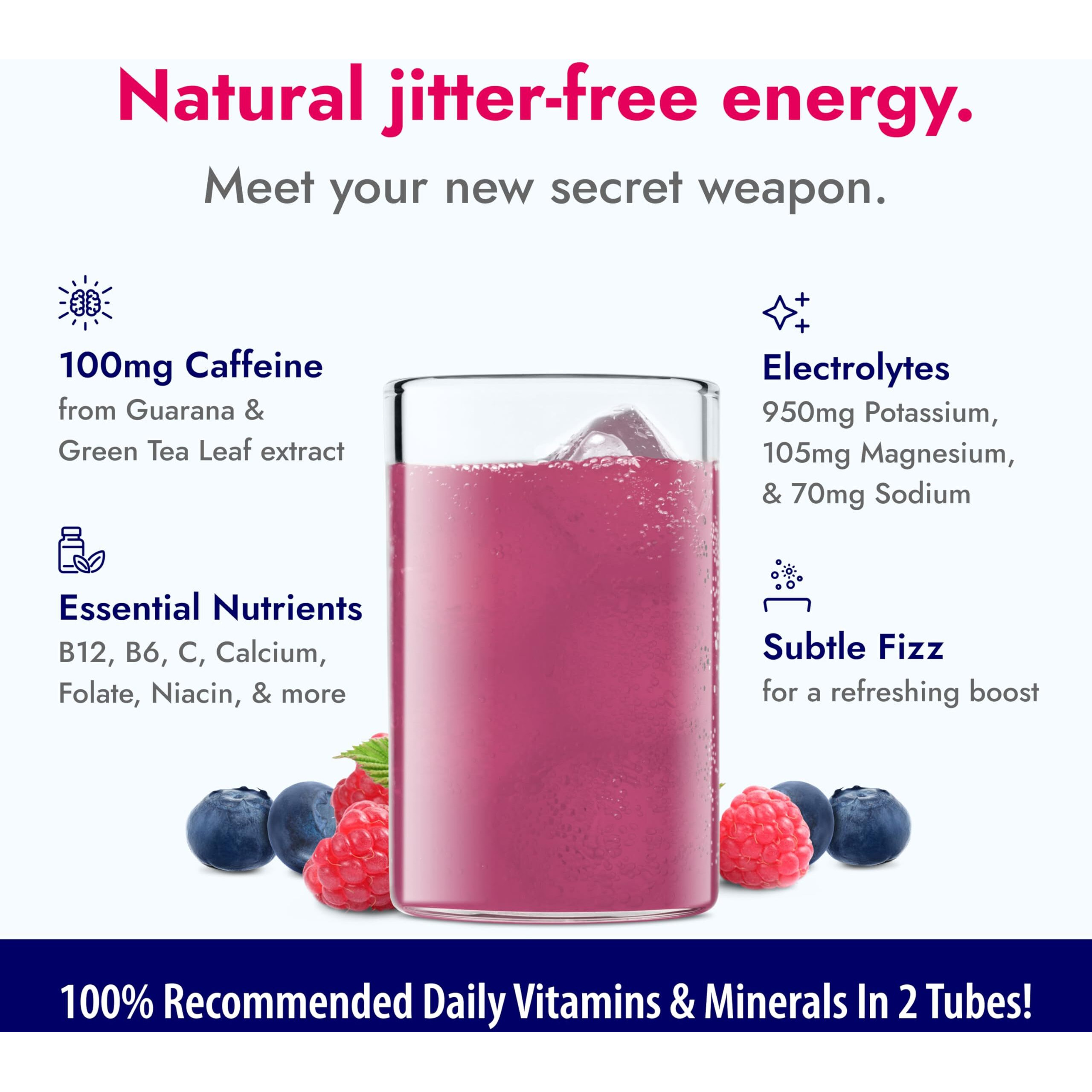 Zipfizz Daily Energy Drink Powder, Blue Raspberry, 20 Pack | 3-In-1 Sustained Energy, Rapid Hydration, And Essential Vitamins | Sugar-Free | Electrolyte Powder | Contains Vitamin B-12 & Antioxidants