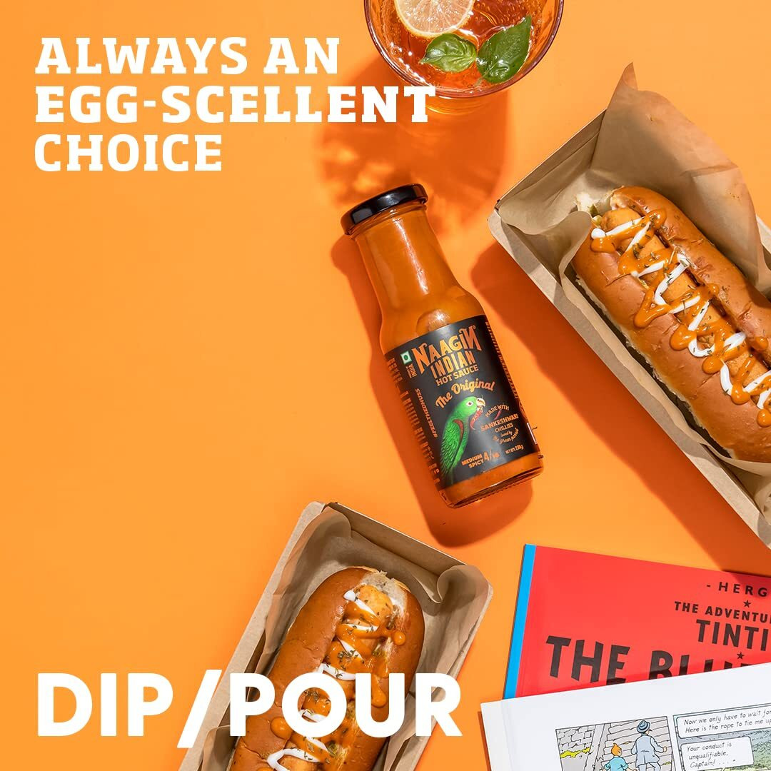 Naagin Indian Hot Sauce - The Original (230G, 8.11 Oz) | Classic Hot & Sweet Sauce | Medium Spicy | Instant Taste Upgrade | 100% Vegan | No Artificial Colour & Flavours | Made In India