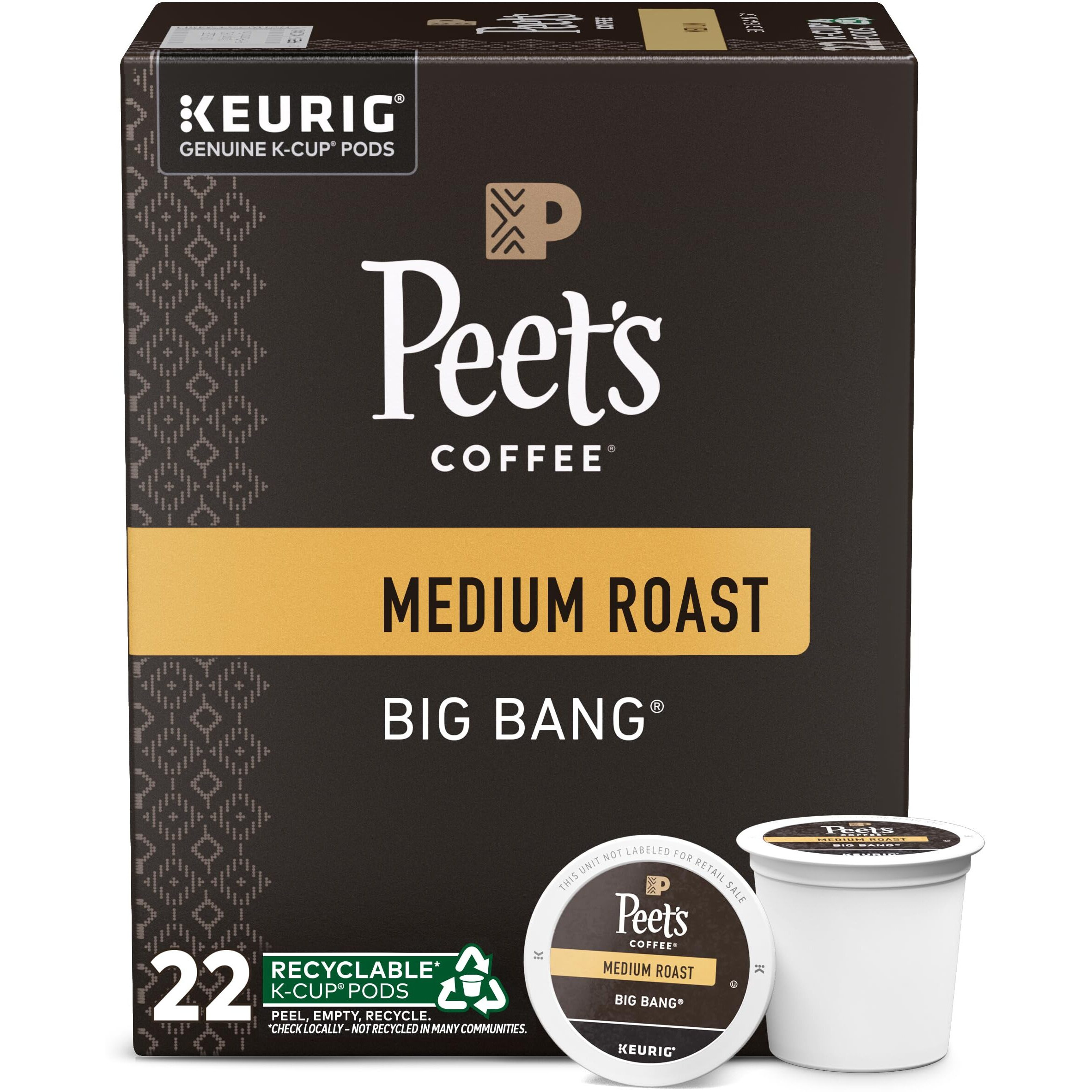 Peet's Coffee K-Cup Coffee Pods For Keurig Brewers, Medium Roast, Pods, Big Bang, 22 Count (Pack Of 1)