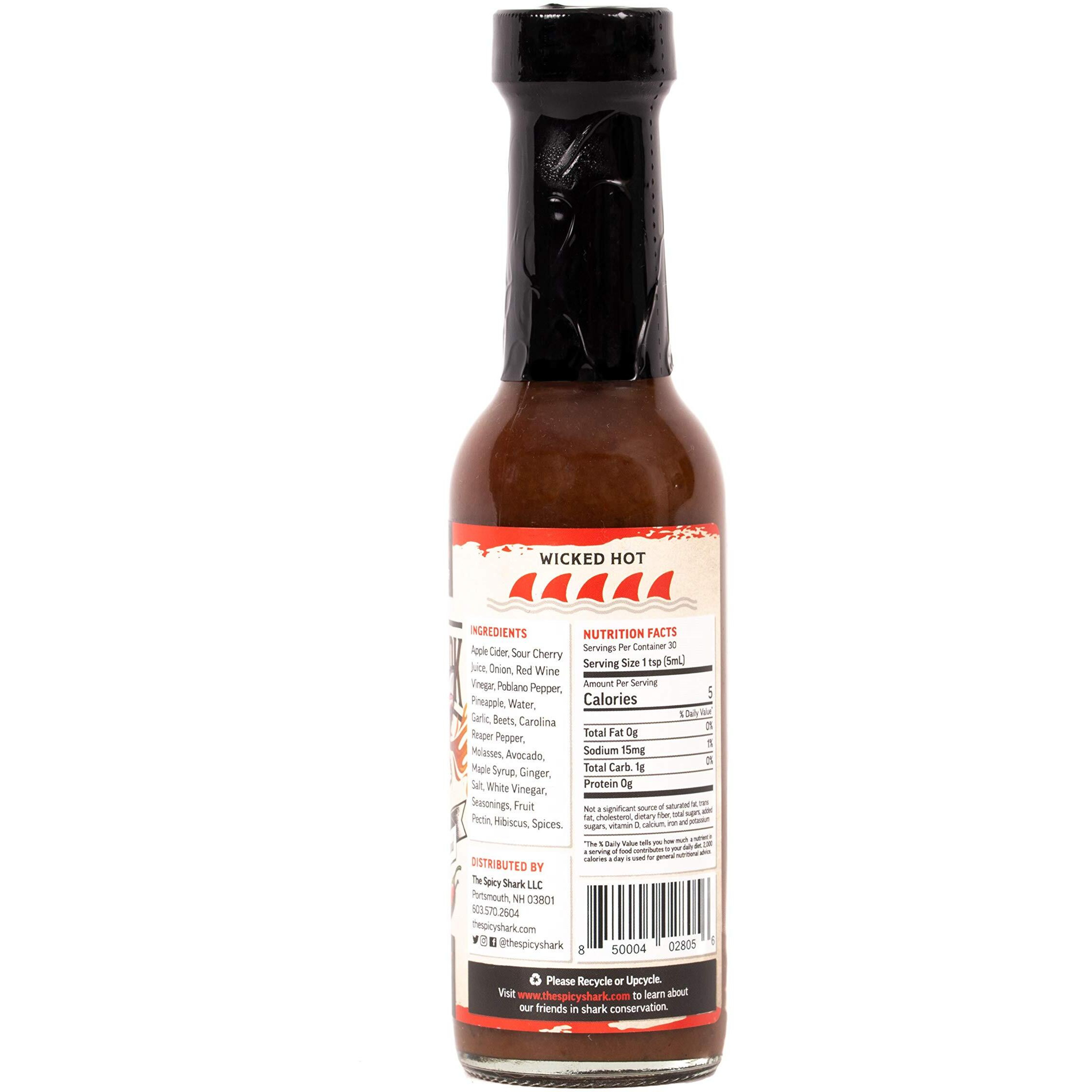 The Spicy Shark Megalodon Carolina Reaper Hot Sauce, Wicked Hot, Hot Sauce - Vegan And Gluten-Free Ingredients - Brand Featured On Hot Ones