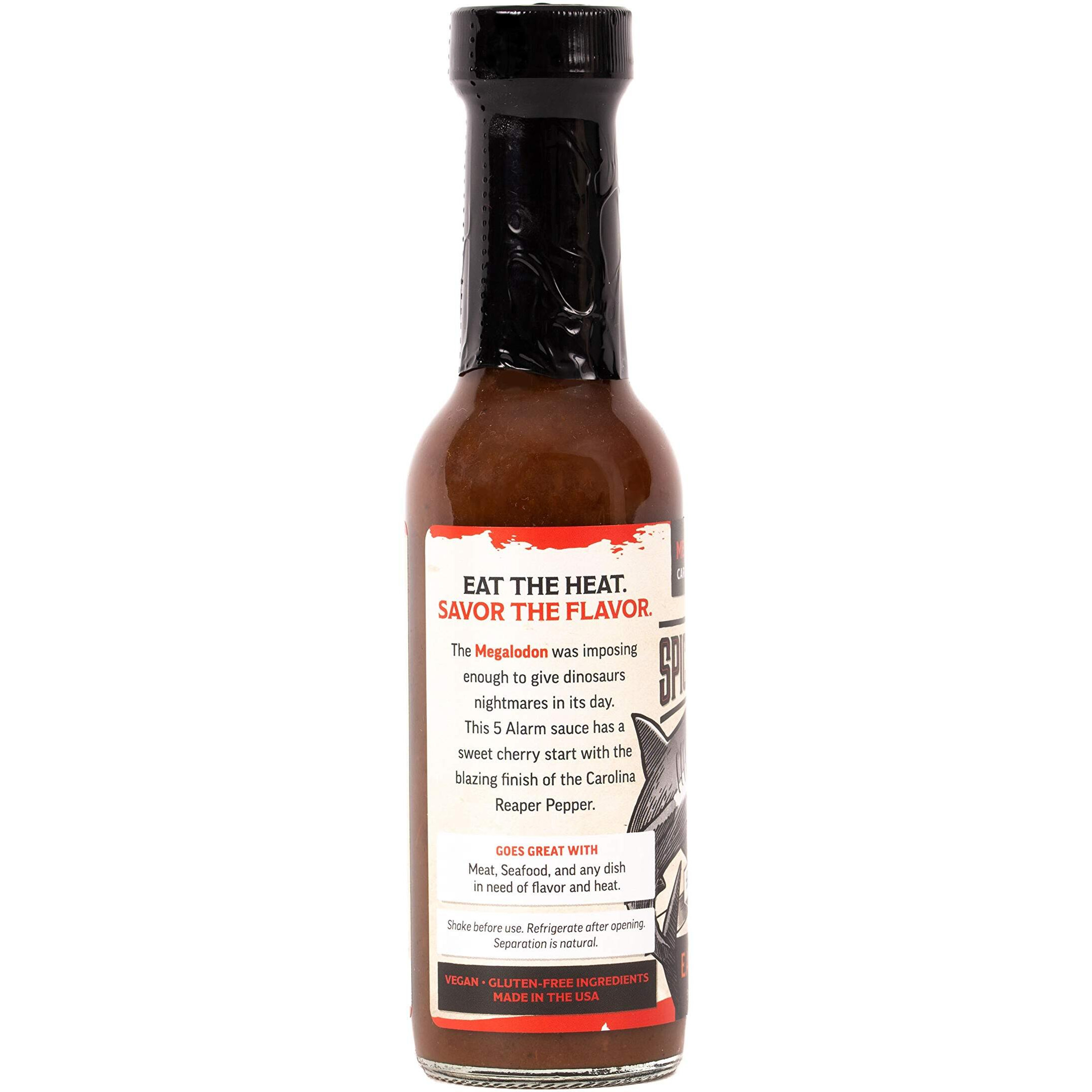 The Spicy Shark Megalodon Carolina Reaper Hot Sauce, Wicked Hot, Hot Sauce - Vegan And Gluten-Free Ingredients - Brand Featured On Hot Ones