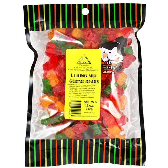 Asia Trans Gummy Bears With Li Hing Mui Plum Powder | Hawaiian Favorite | Sweet & Delicious Soft Gummy Candy (18 Oz)