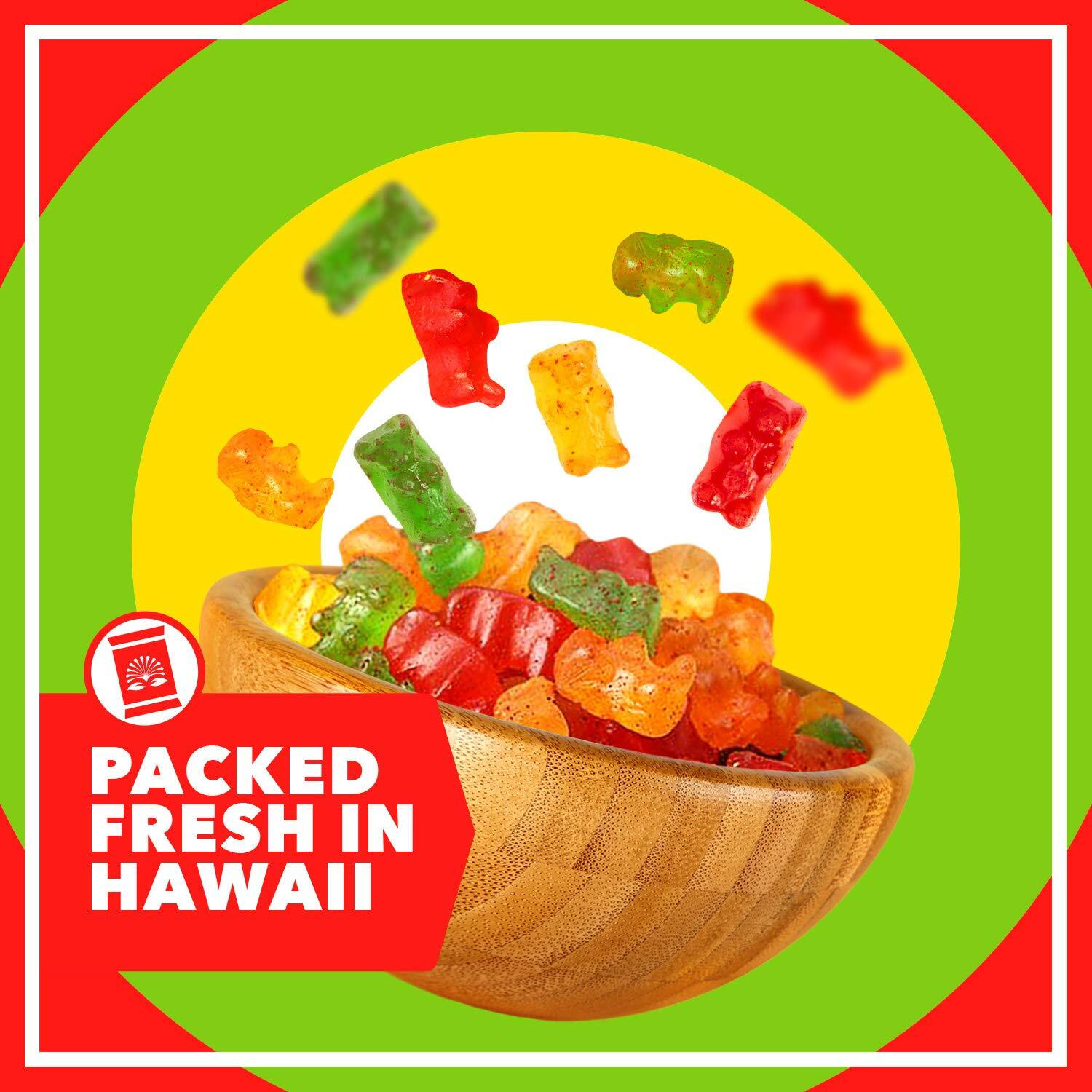 Asia Trans Gummy Bears With Li Hing Mui Plum Powder | Hawaiian Favorite | Sweet & Delicious Soft Gummy Candy (18 Oz)