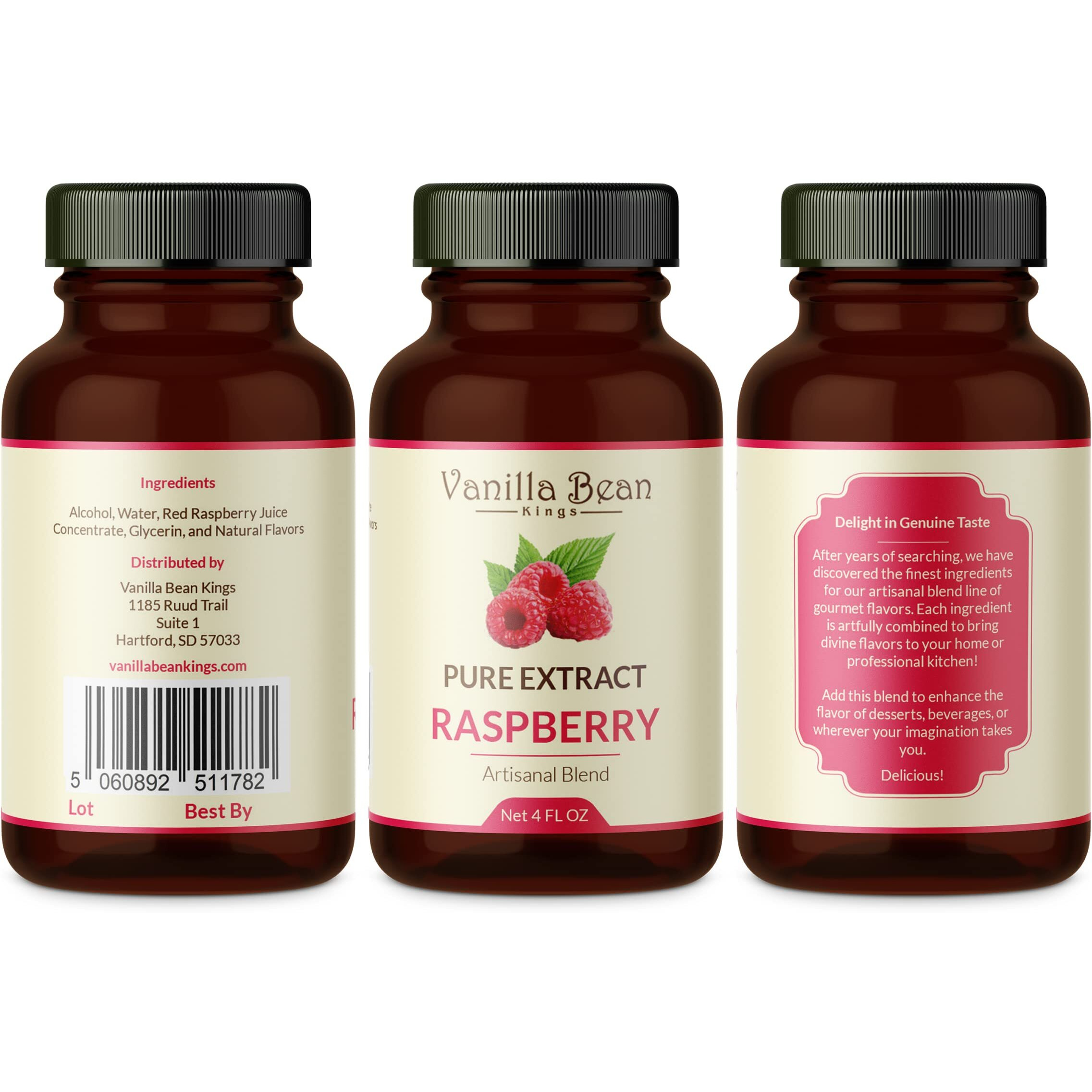 Pure Raspberry Extract For Baking And Flavoring - 4 Oz - Premium Quality Natural Flavors For Baked Goods, Desserts, & Cooking