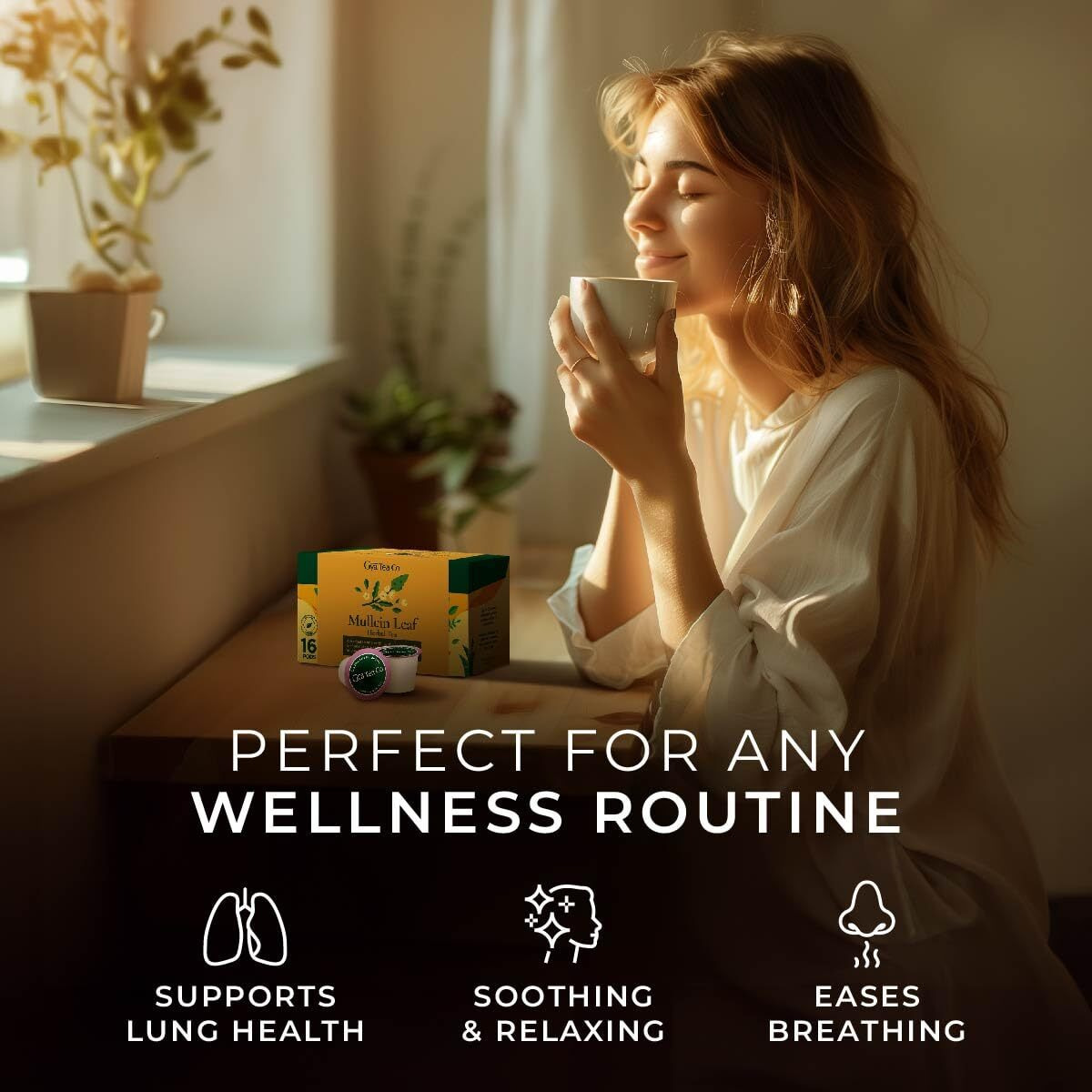 Gya Tea Co Mullein Leaf Herbal Tea K Cups For Keurig - Caffeine-Free Smooth Tea K Cups For Keurig - Kickstart The Day With Tea Pods For Keurig - Herbal Tea K Cup Tea Pods For Keurig Tea Gift Set