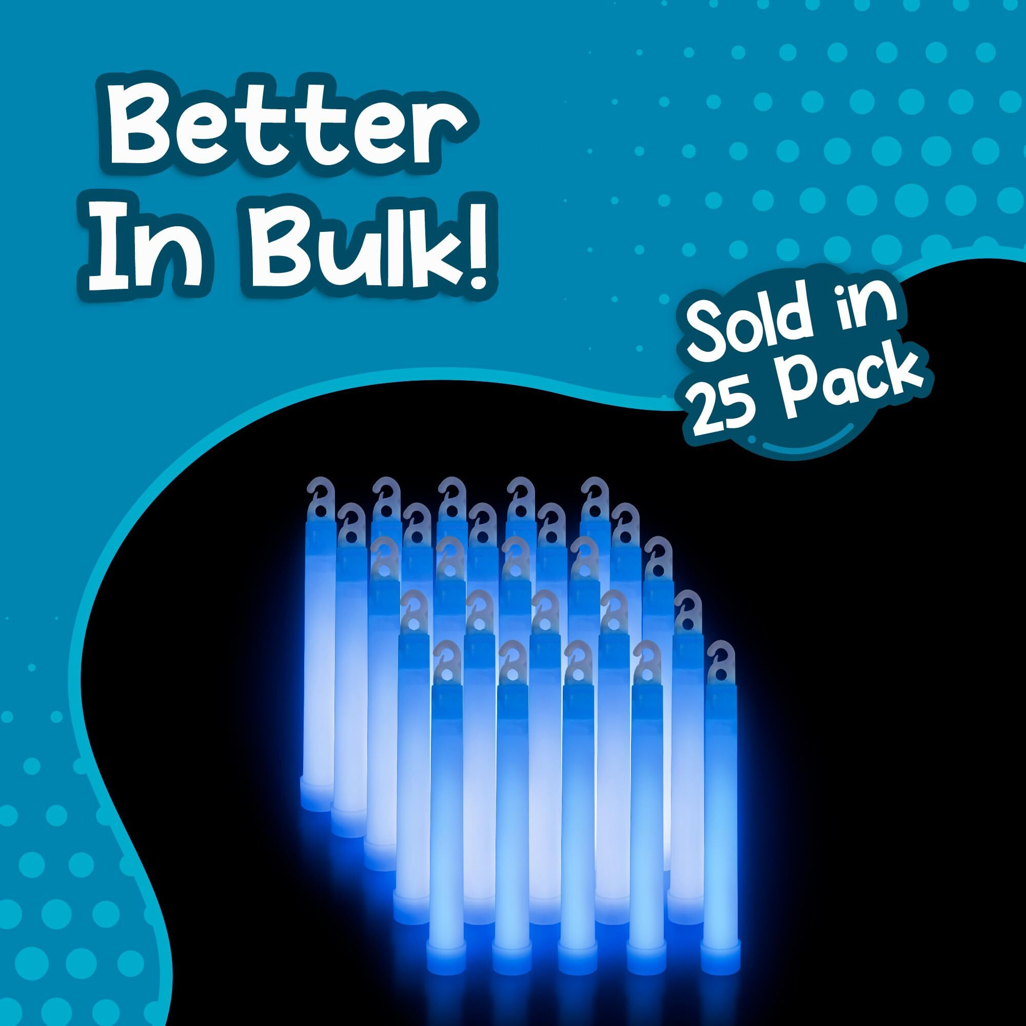 Windy City Novelties - 25 Pack - 6    Premium Glow Sticks (Blue)