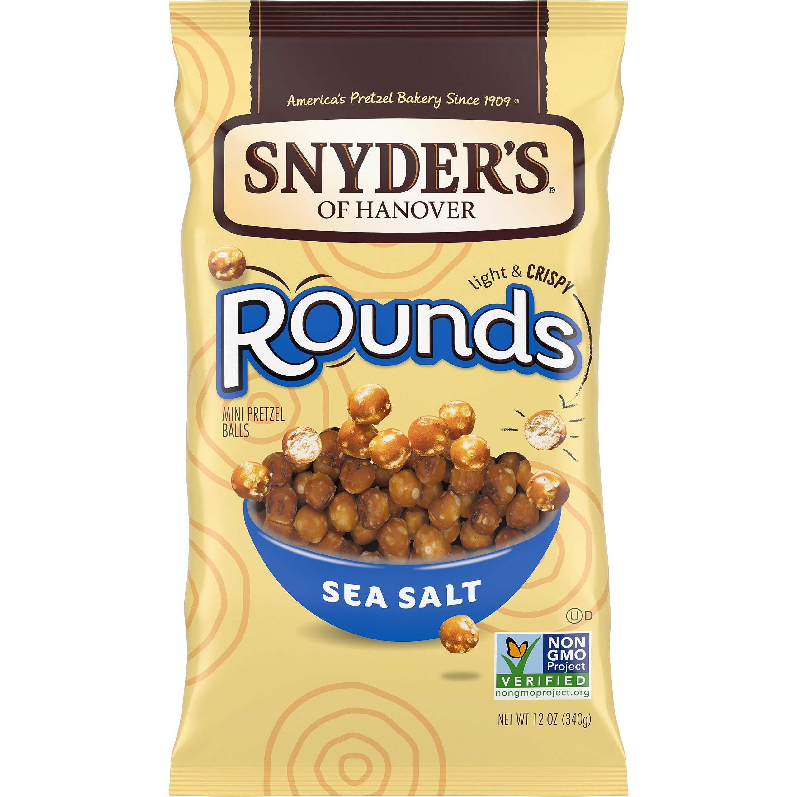 Snyder's Of Hanover Pretzels, Rounds, Sea Salt, 12 Oz