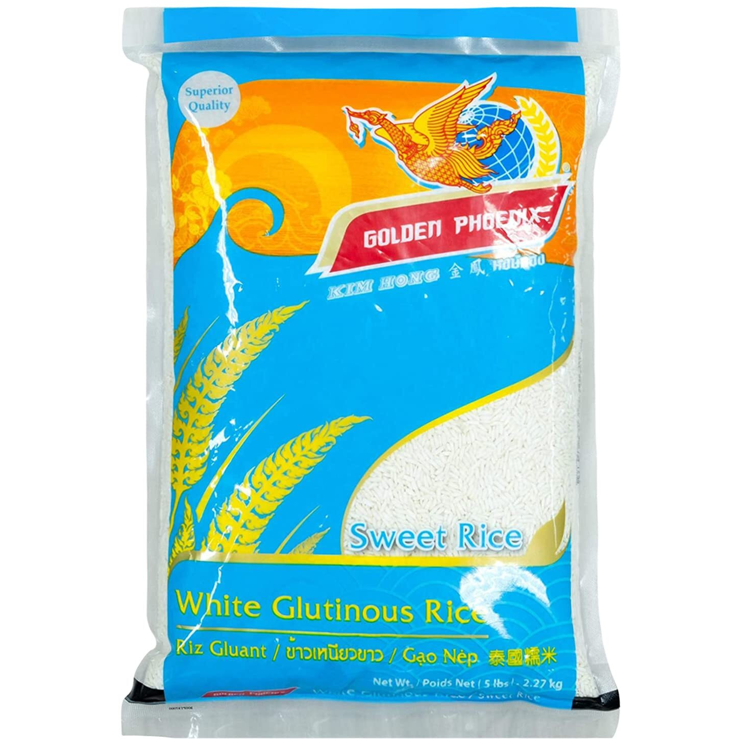 Golden Phoenix Thai Sweet Rice - Premium Sticky Rice For Desserts Or Rice Cakes, Great For Gluten-Free Diets, 5 Pounds (Pack Of 1)