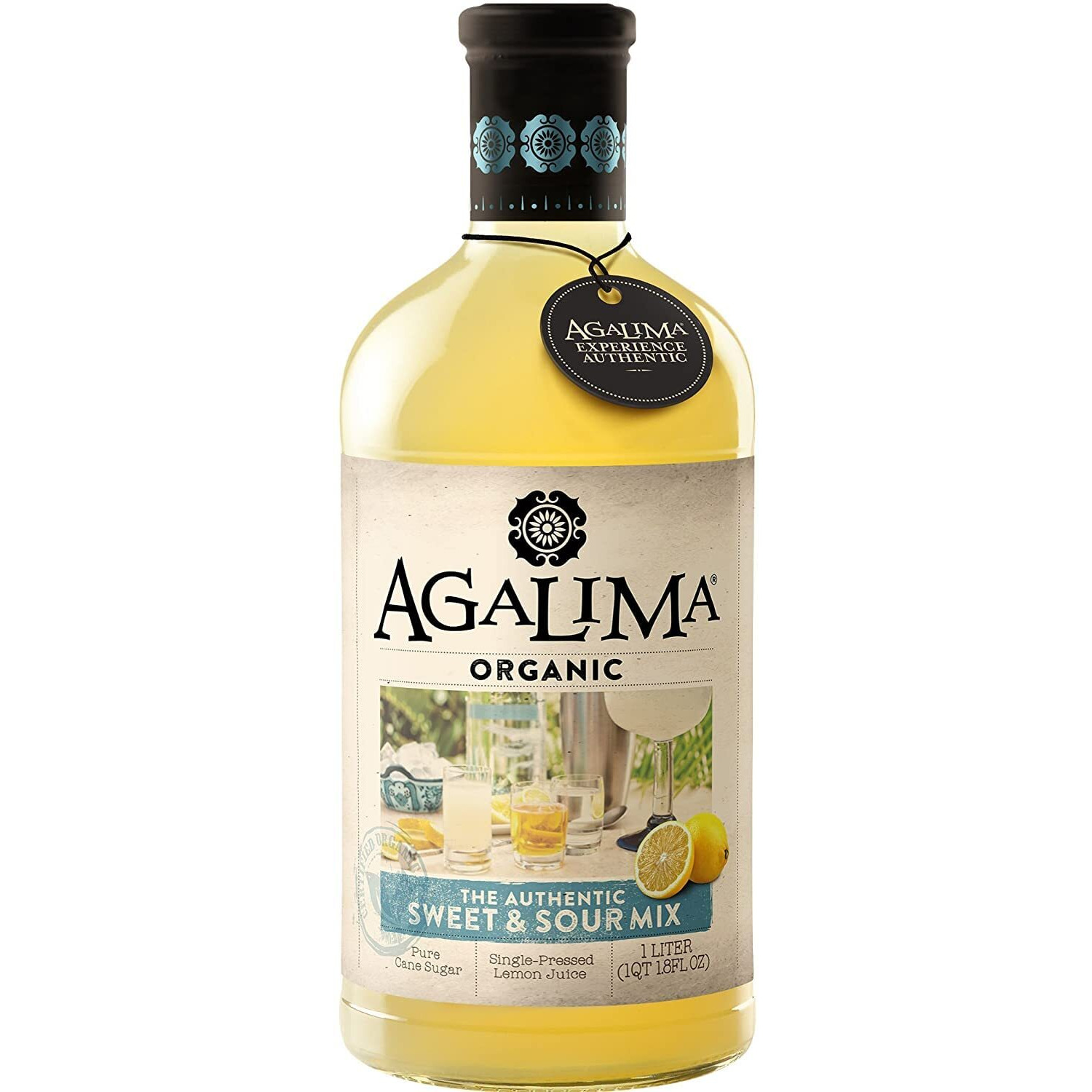 Agalima Authentic Organic Sweet & Sour Drink Mix, All Natural, 1 Liter (33.8 Fl Oz) Glass Bottle, Individually Boxed