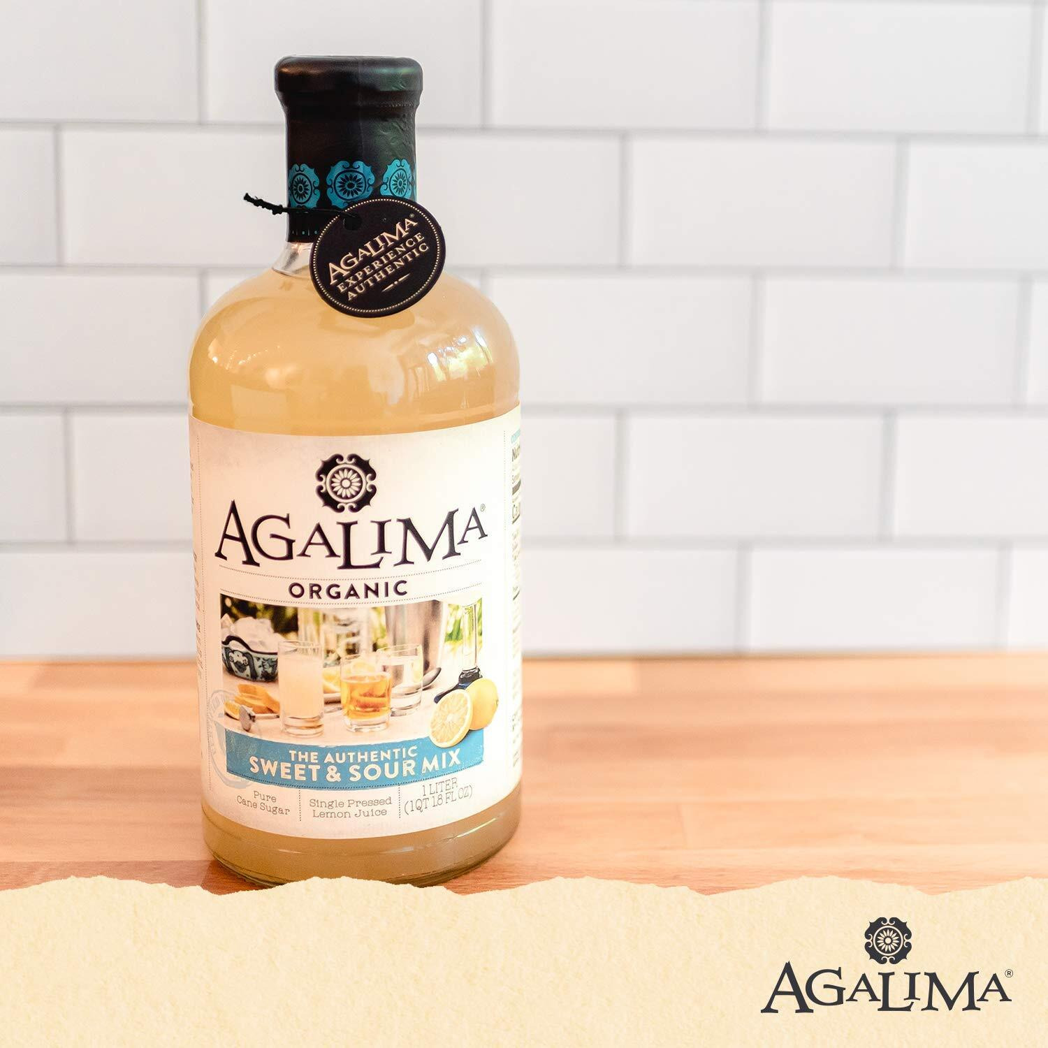 Agalima Authentic Organic Sweet & Sour Drink Mix, All Natural, 1 Liter (33.8 Fl Oz) Glass Bottle, Individually Boxed
