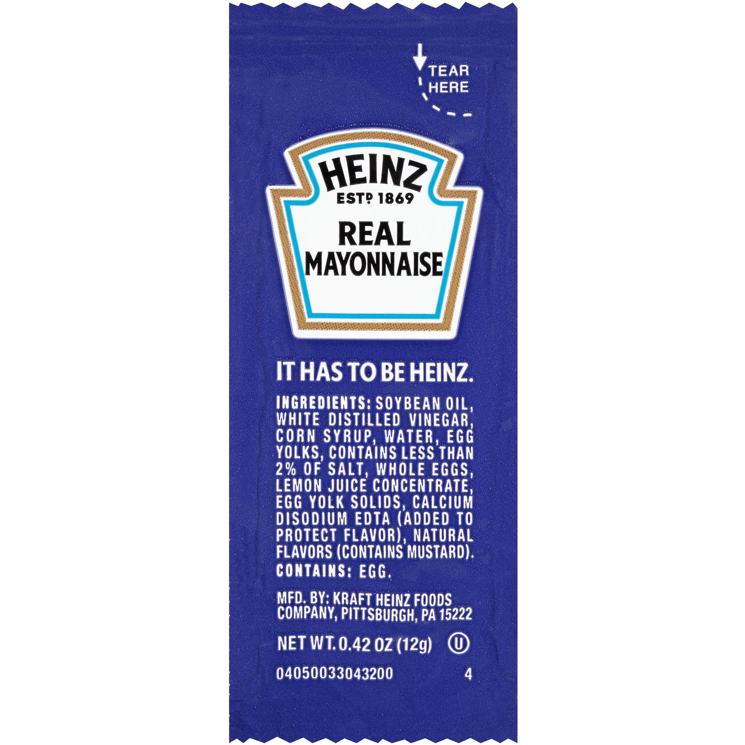 Heinz Mayonnaise Single Serve Packages, 0.42 Oz, Pack Of 200
