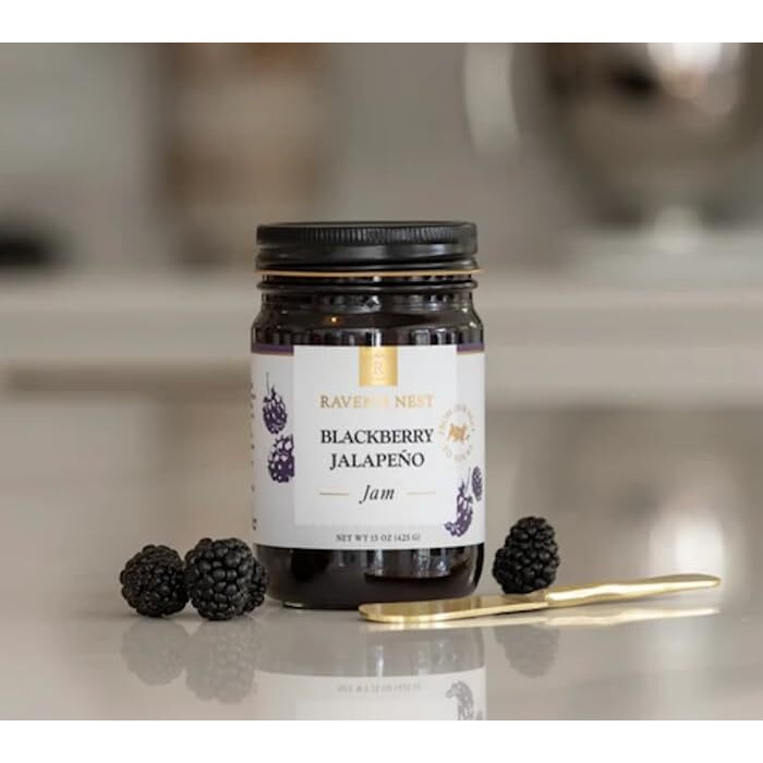 Raven's Original Hot Pepper All Natural Jam - 15 Ounce Jar (Blackberry Jalapeno)