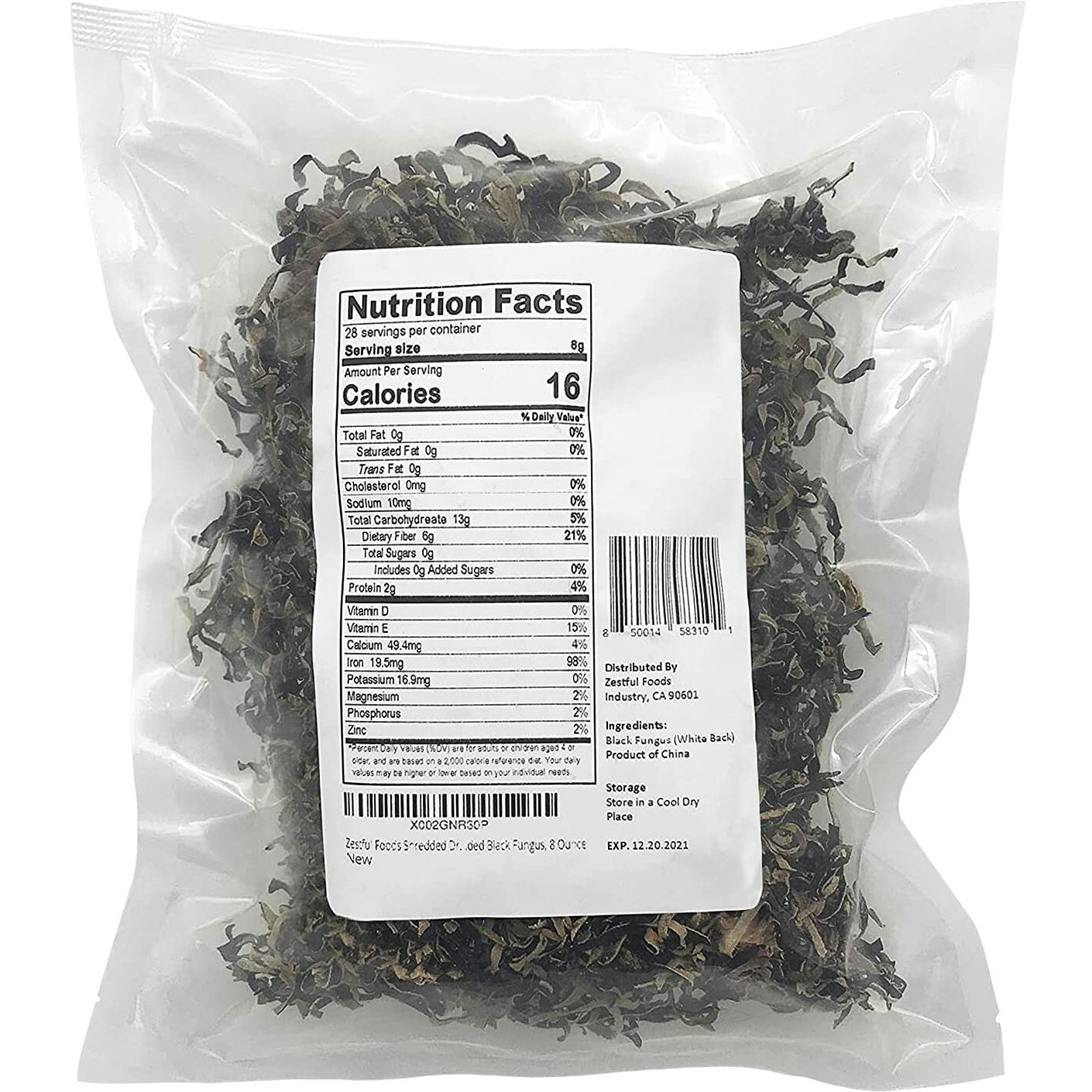 Zestful Foods Shredded Dried Black Fungus (Wood Ear Mushrooms) - 8 Oz, Non-Gmo, Vegan, And Gluten-Free - Perfect For Soups, Stir-Fries, And More